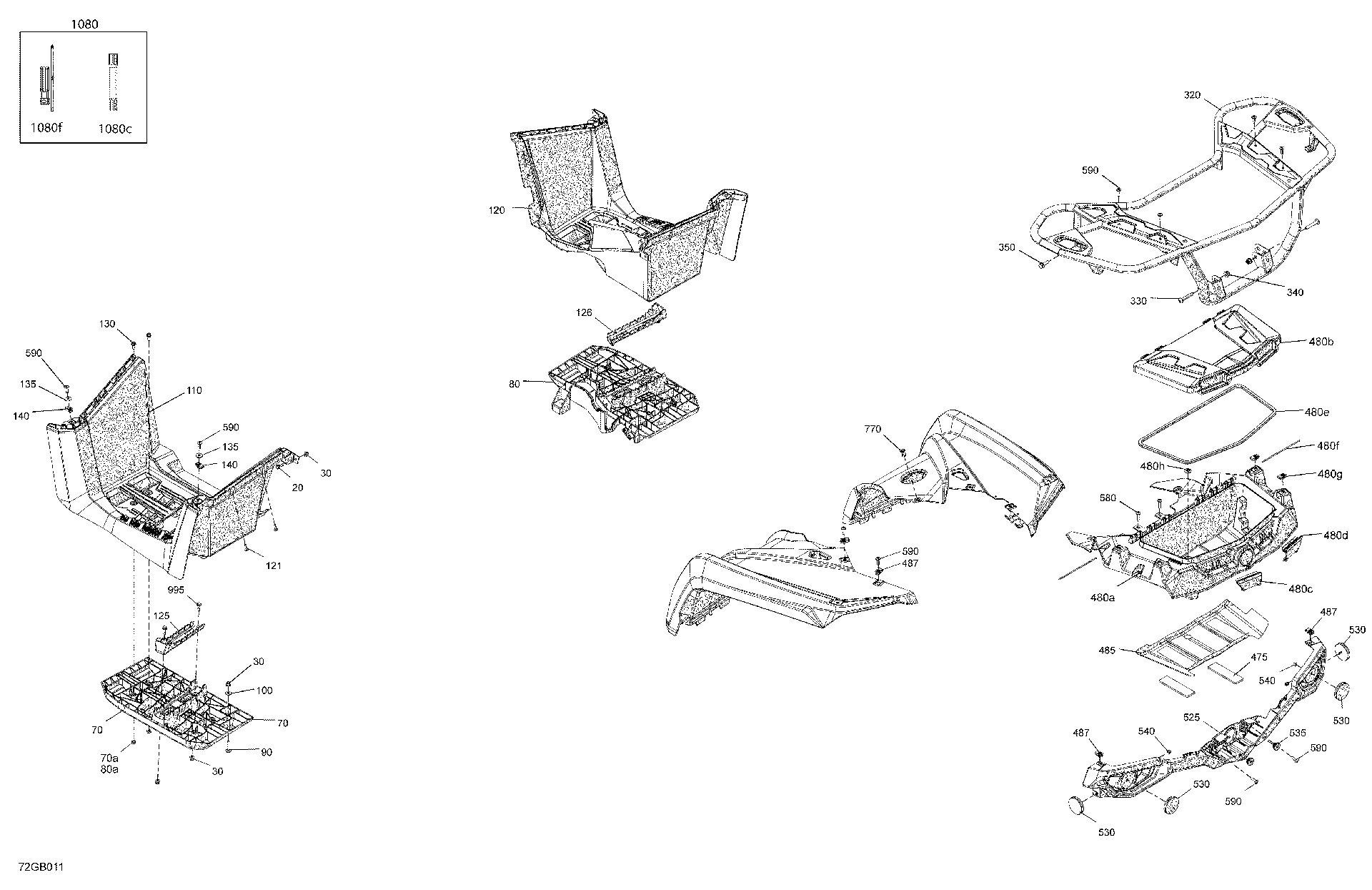 An Image of a Genuine Can-Am Parts Schematic Diagram showing the schematic - BODY - REAR SECTION