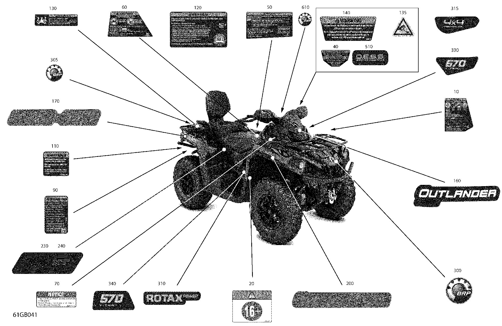 An Image of a Genuine Can-Am Parts Schematic Diagram showing the schematic - BODY - DECALS