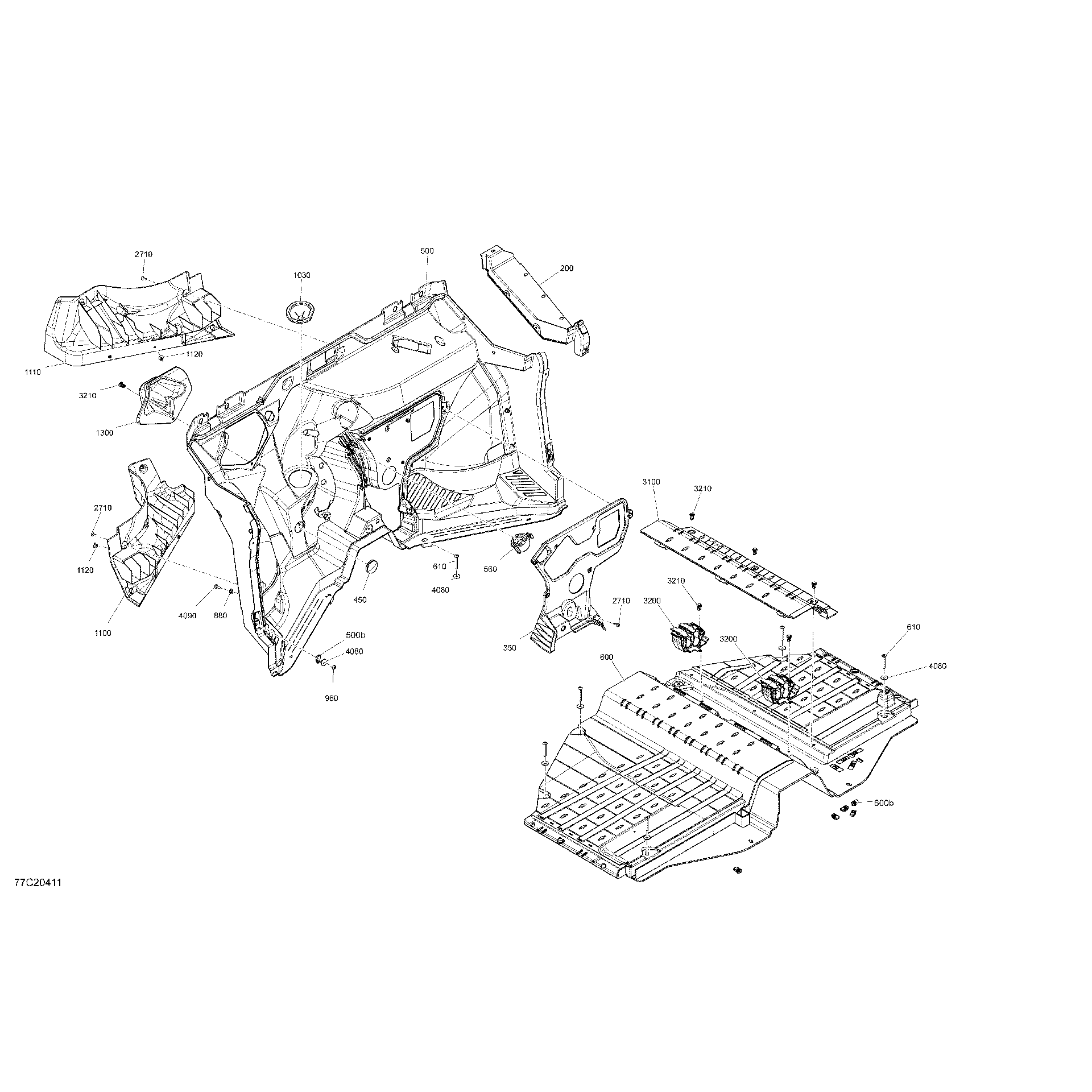 An Image of a Genuine Can-Am Parts Schematic Diagram showing the schematic - CAB INTERIOR - FIRE WALL