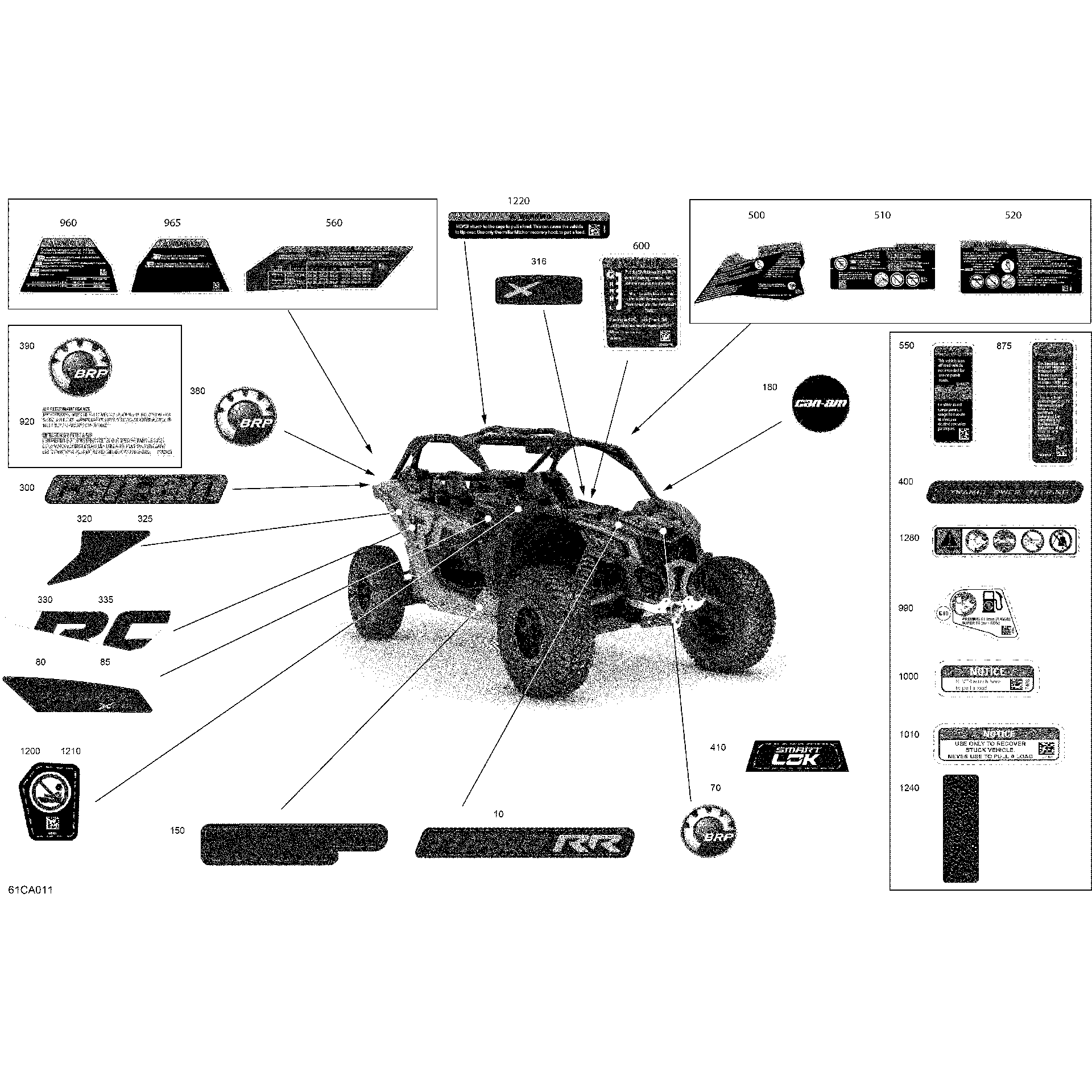 An Image of a Genuine Can-Am Parts Schematic Diagram showing the schematic - BODY - DECALS