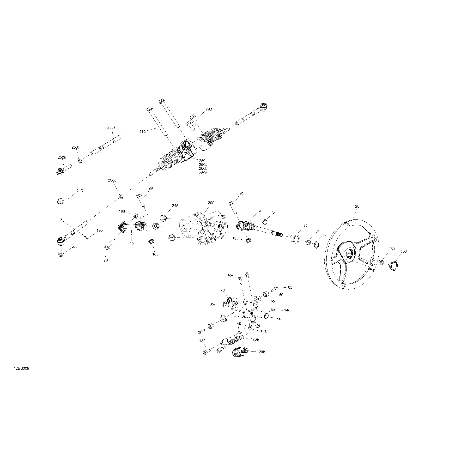 An Image of a Genuine Can-Am Parts Schematic Diagram showing the schematic - MECHANIC - STEERING
