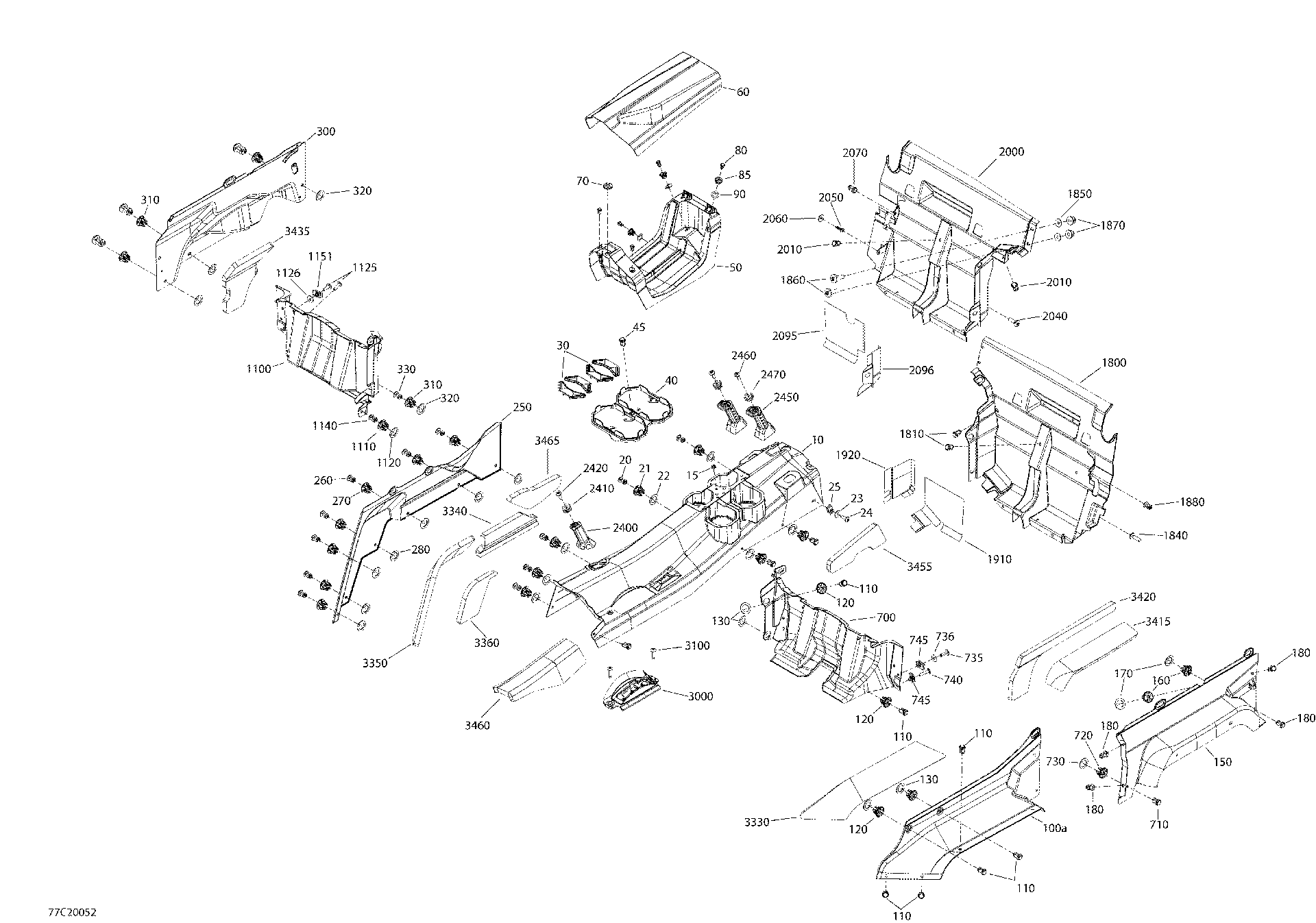 An Image of a Genuine Can-Am Parts Schematic Diagram showing the schematic - CAB INTERIOR - UPPER PART