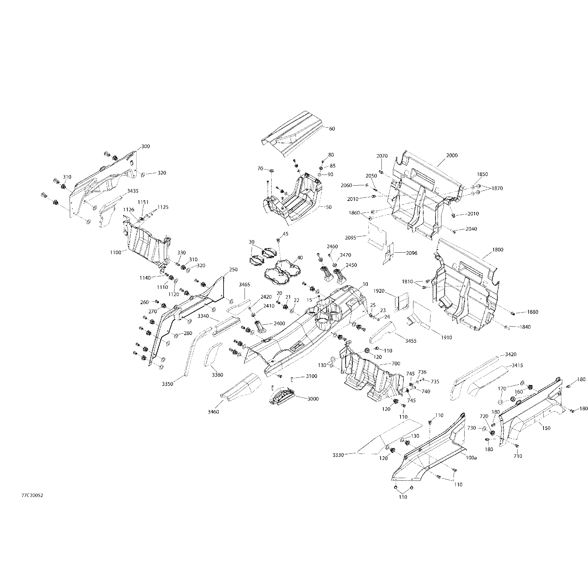 An Image of a Genuine Can-Am Parts Schematic Diagram showing the schematic - CAB INTERIOR - UPPER PART