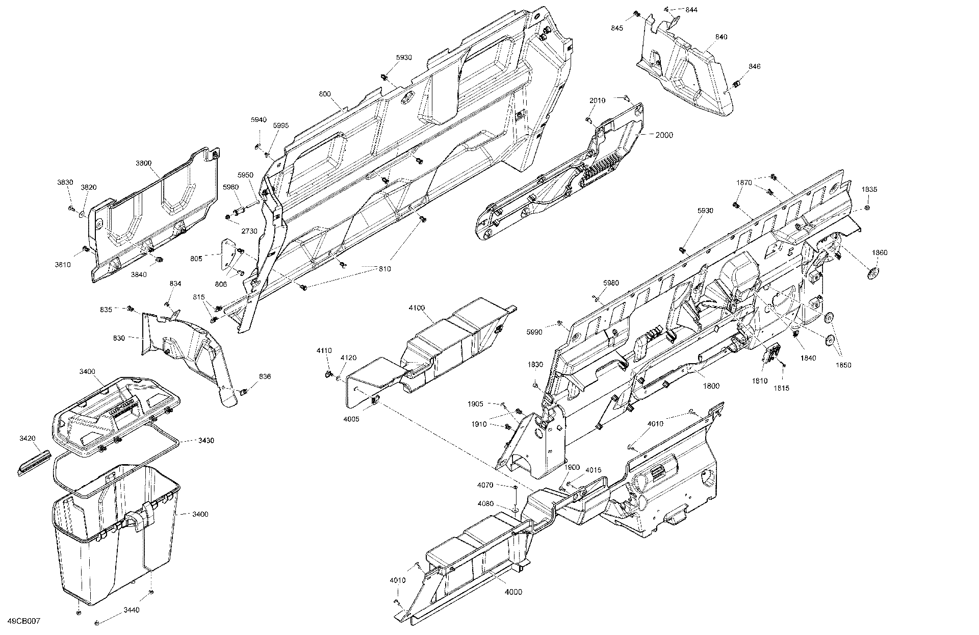 An Image of a Genuine Can-Am Parts Schematic Diagram showing the schematic - CAB INTERIOR - BACK WALL