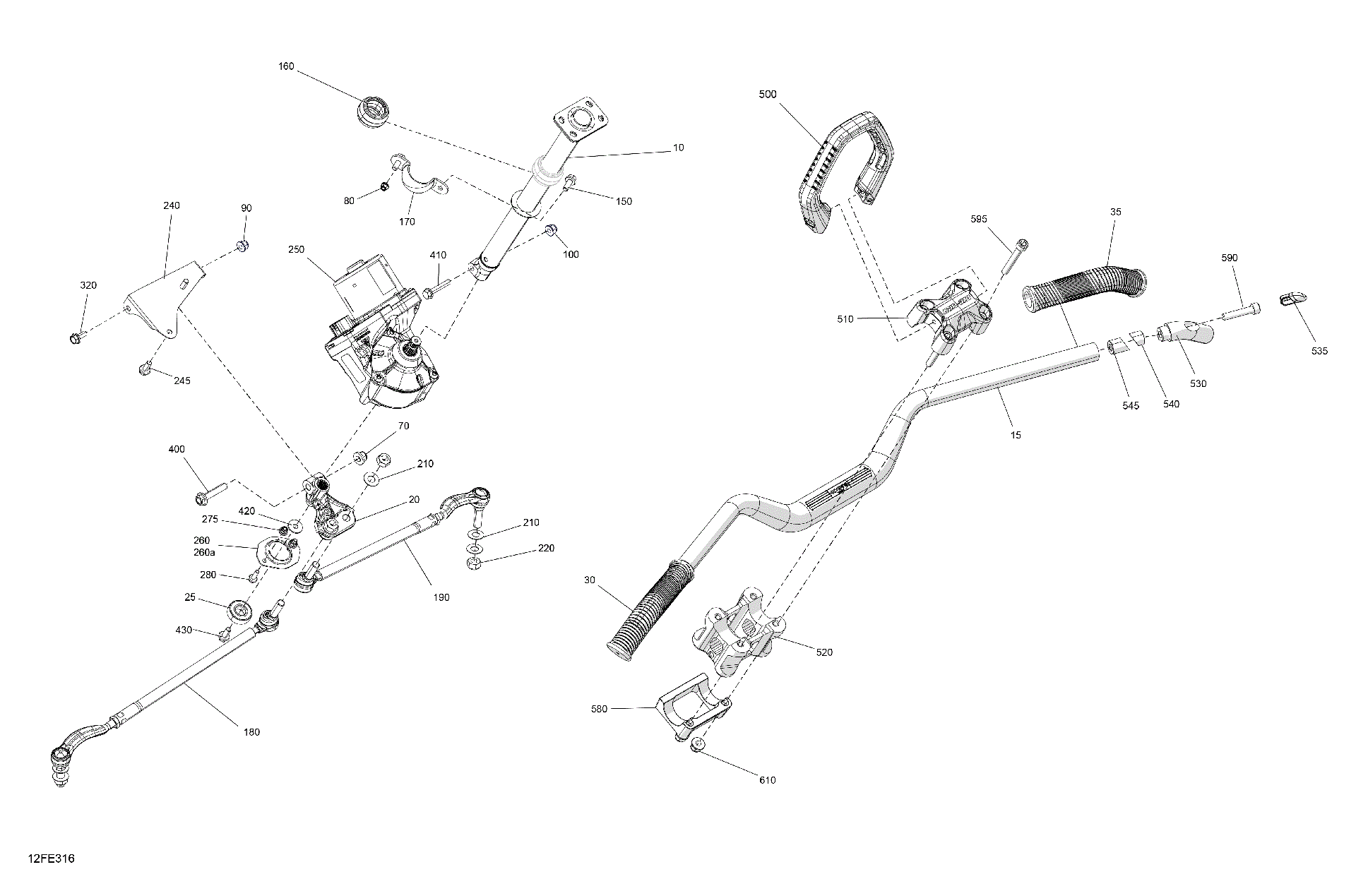 An Image of a Genuine Can-Am Parts Schematic Diagram showing the schematic - MECHANIC - STEERING