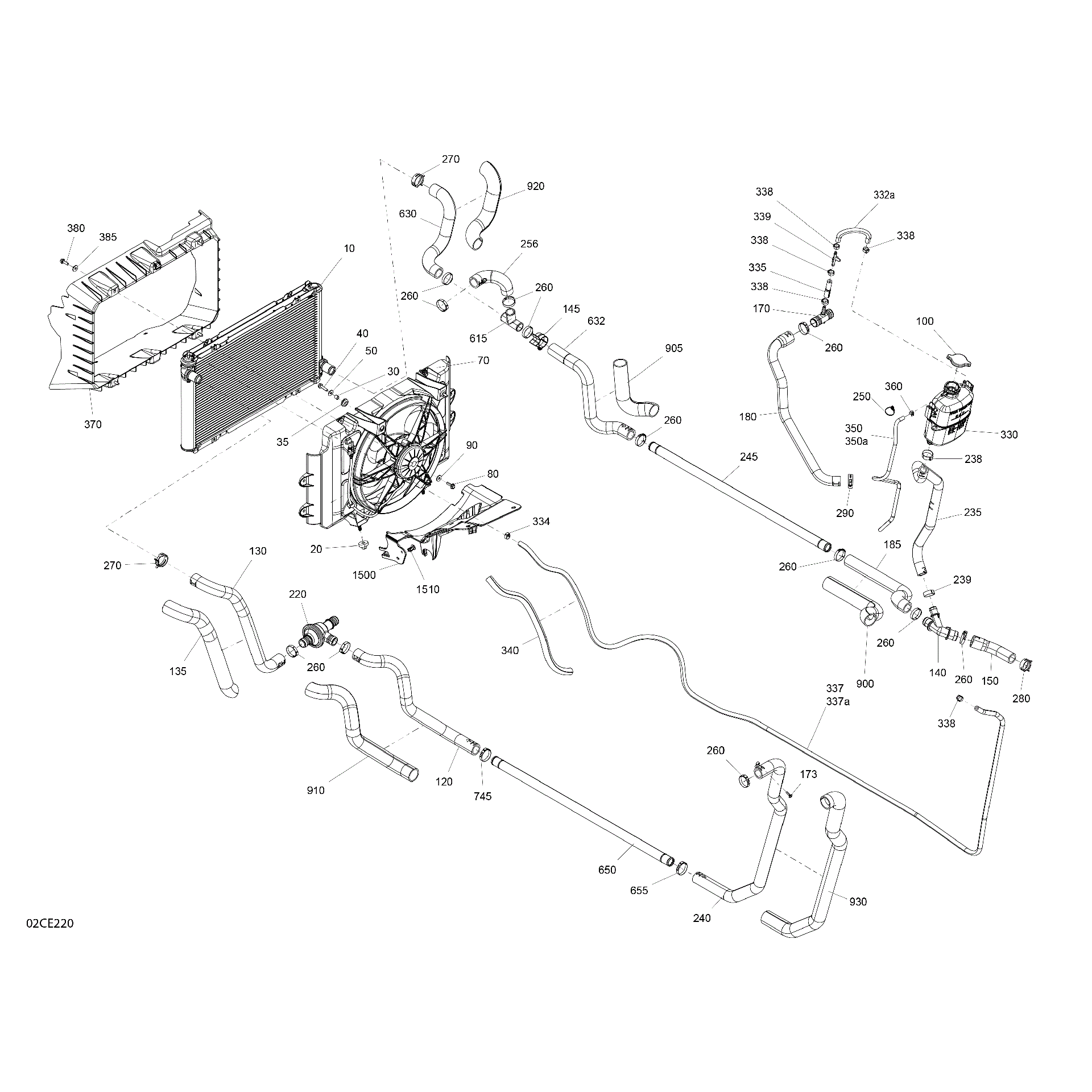 An Image of a Genuine Can-Am Parts Schematic Diagram showing the schematic - ENGINE - COOLING