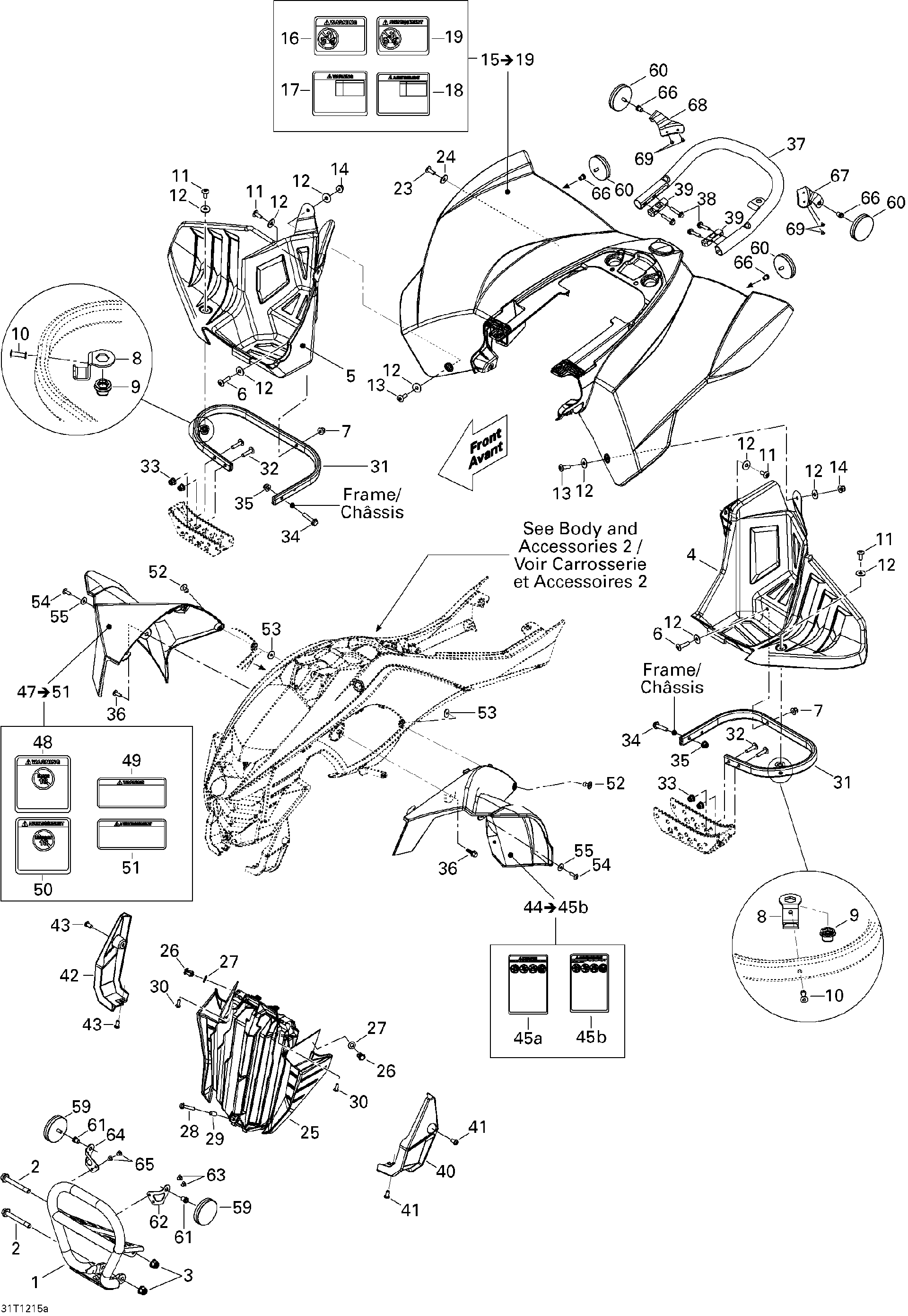 An Image of a Genuine Can-Am Parts Schematic Diagram showing the schematic - BODY AND ACCESSORIES 1