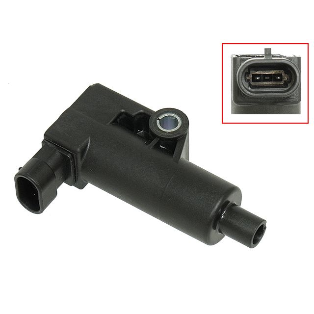 A black plastic Hisun/Bennche/CF Moto UTV/ATV Ignition Coil by Bronco with a connector port; inset displays a close-up of the three-pin electrical connector commonly used in ATV/UTV components.