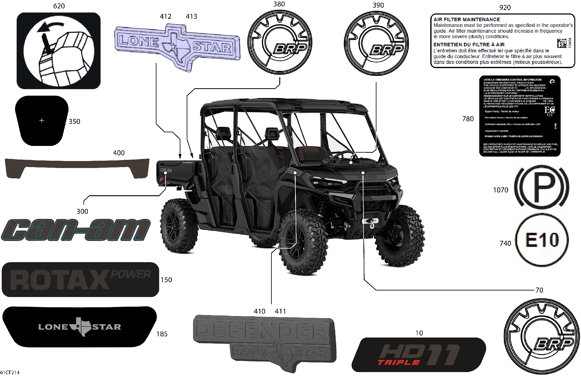An Image of a Genuine Can-Am Parts Schematic Diagram showing the schematic - BODY - DECALS