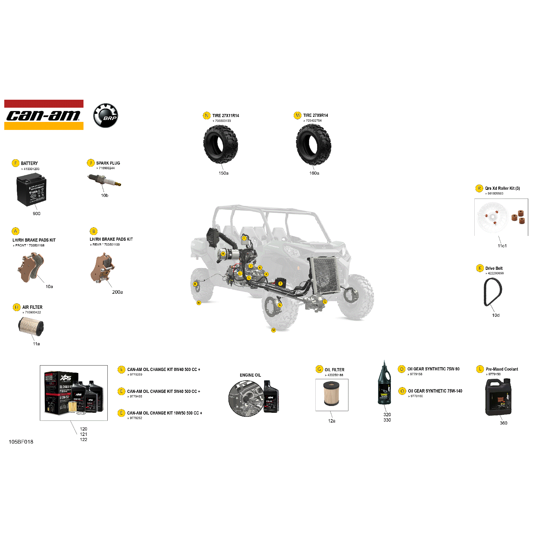 An Image of a Genuine Can-Am Parts Schematic Diagram showing the schematic - SERVICE - MAINTENANCE PARTS & FLUIDS