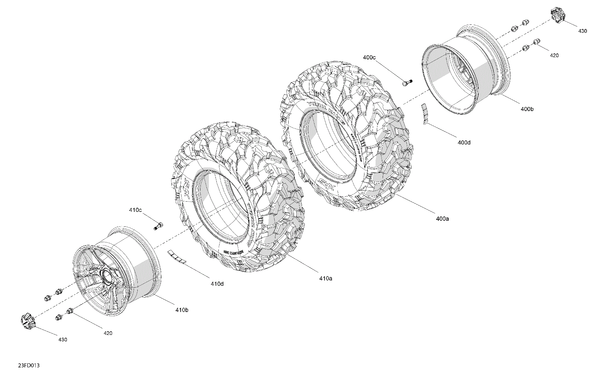 An Image of a Genuine Can-Am Parts Schematic Diagram showing the schematic - DRIVE - REAR WHEELS
