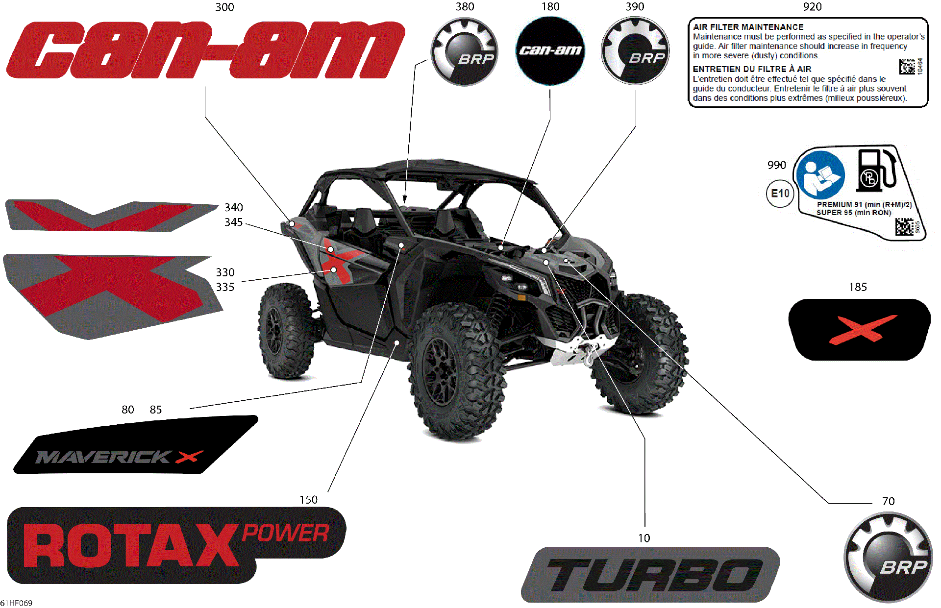 An Image of a Genuine Can-Am Parts Schematic Diagram showing the schematic - BODY - DECALS
