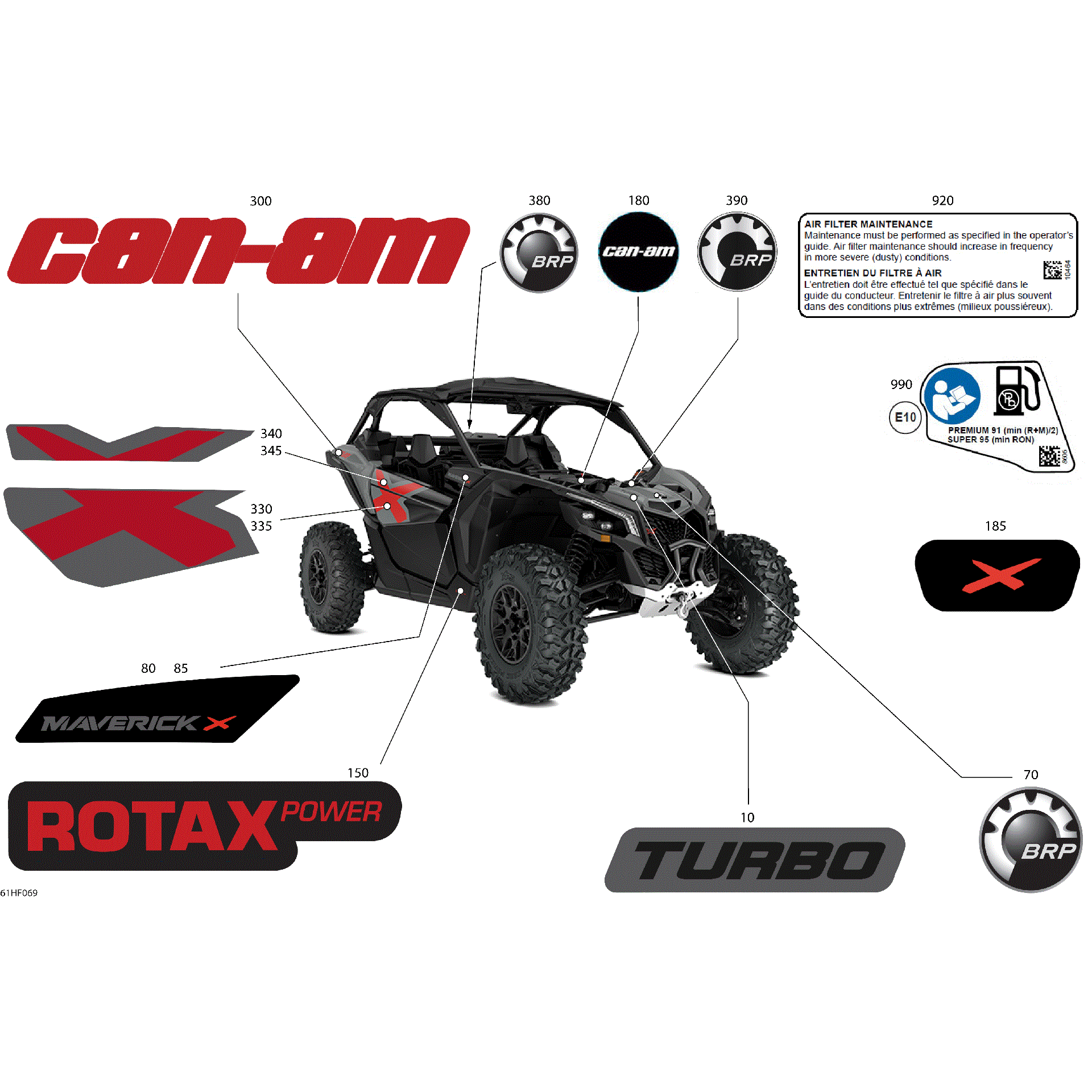 An Image of a Genuine Can-Am Parts Schematic Diagram showing the schematic - BODY - DECALS