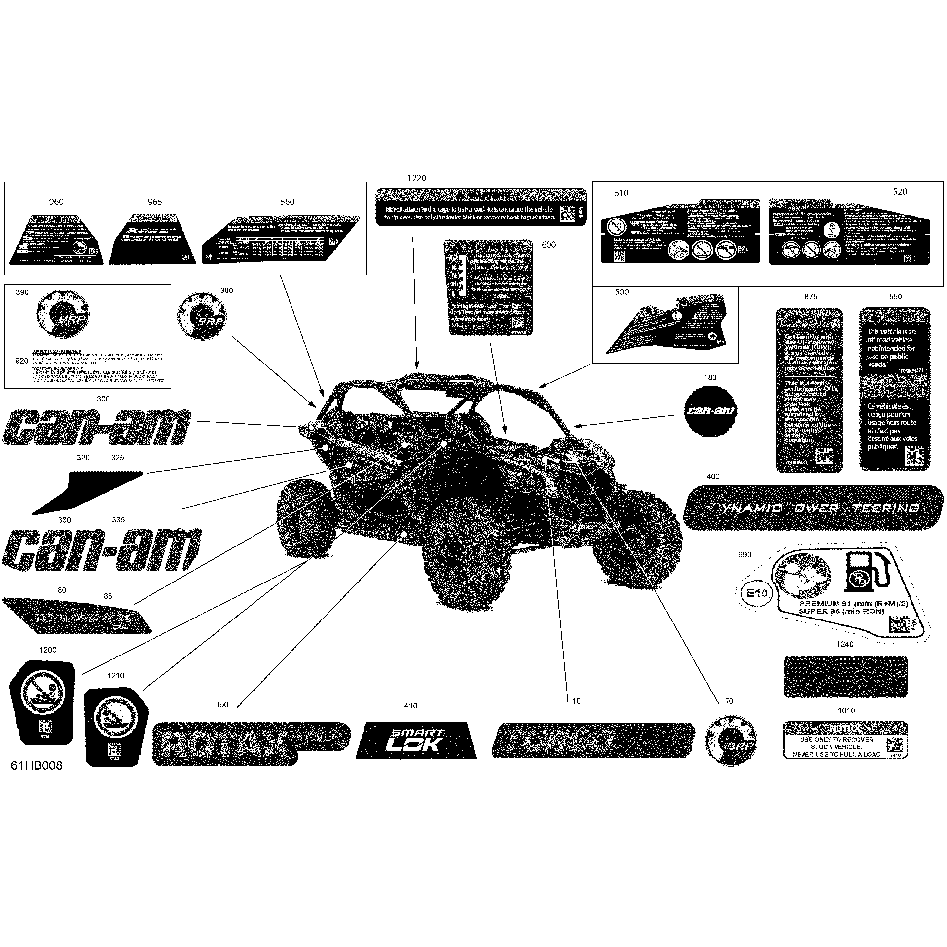 An Image of a Genuine Can-Am Parts Schematic Diagram showing the schematic - BODY - DECALS