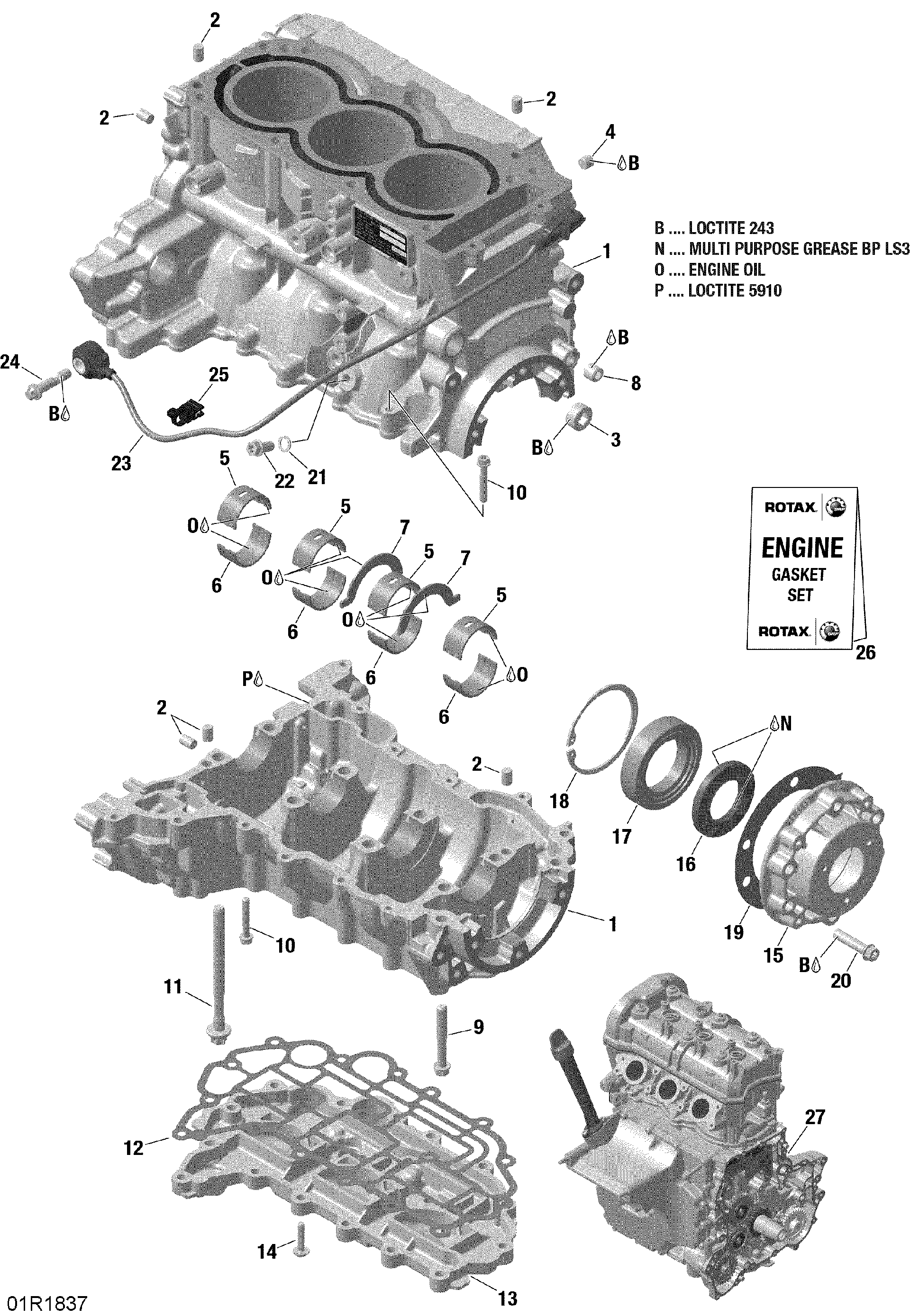 An Image of a Genuine Can-Am Parts Schematic Diagram showing the schematic - CRANKCASE 900 HO