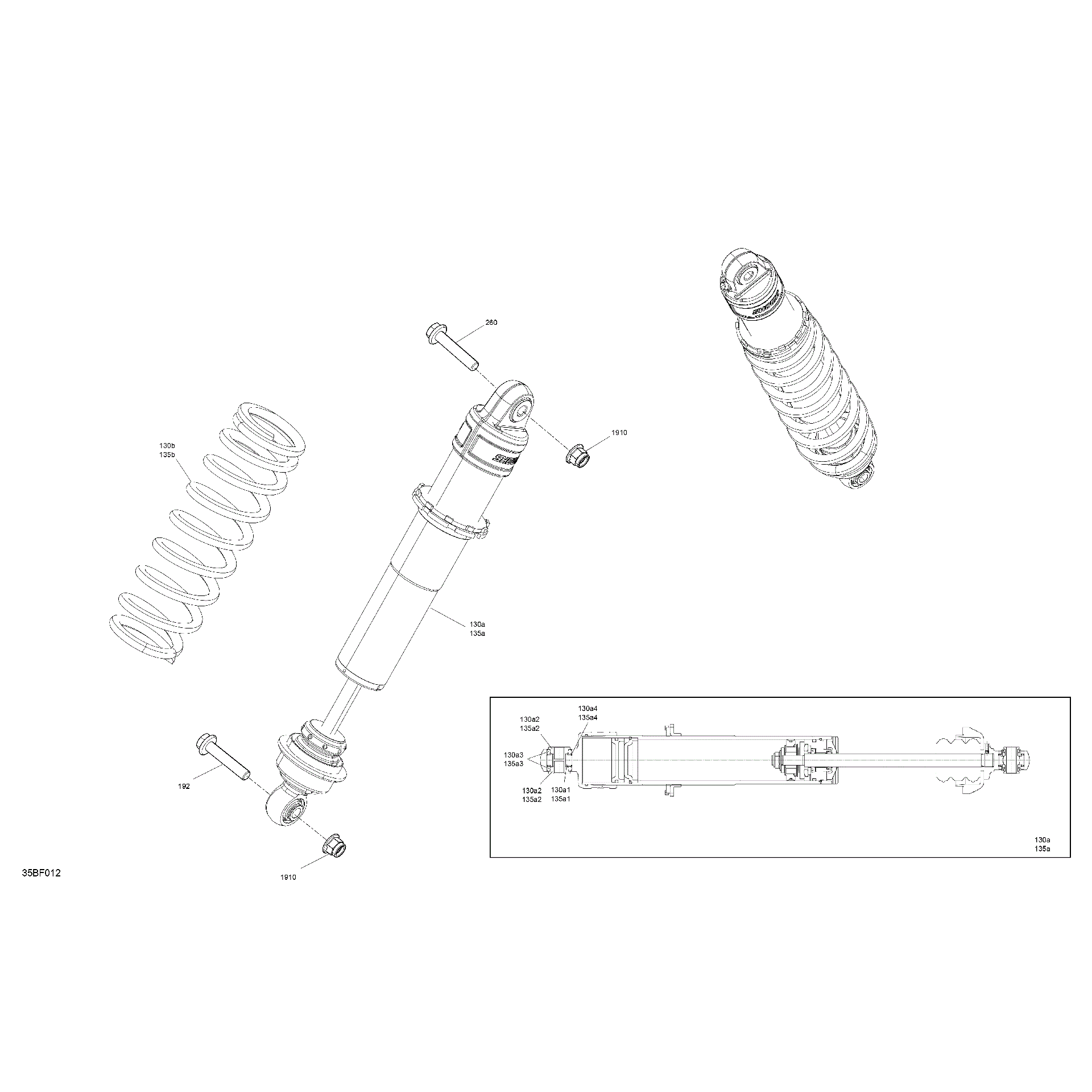 An Image of a Genuine Can-Am Parts Schematic Diagram showing the schematic - SUSPENSION - FRONT SHOCKS