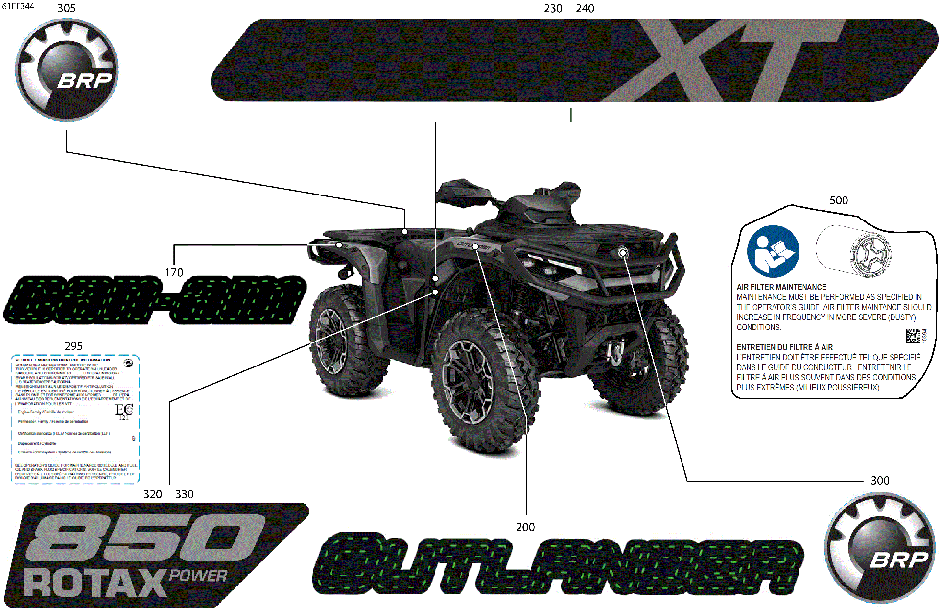 An Image of a Genuine Can-Am Parts Schematic Diagram showing the schematic - BODY - FEATURE DECALS