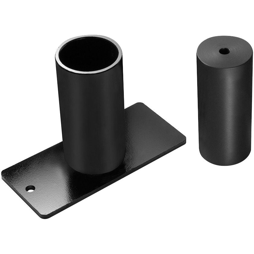 The Ball Joint Removal Tool by Helix is a black metal bracket with a cylindrical tube on a flat base, paired with a matching black cylinder—perfect for ATV A-Arm suspension or ball joint removal.