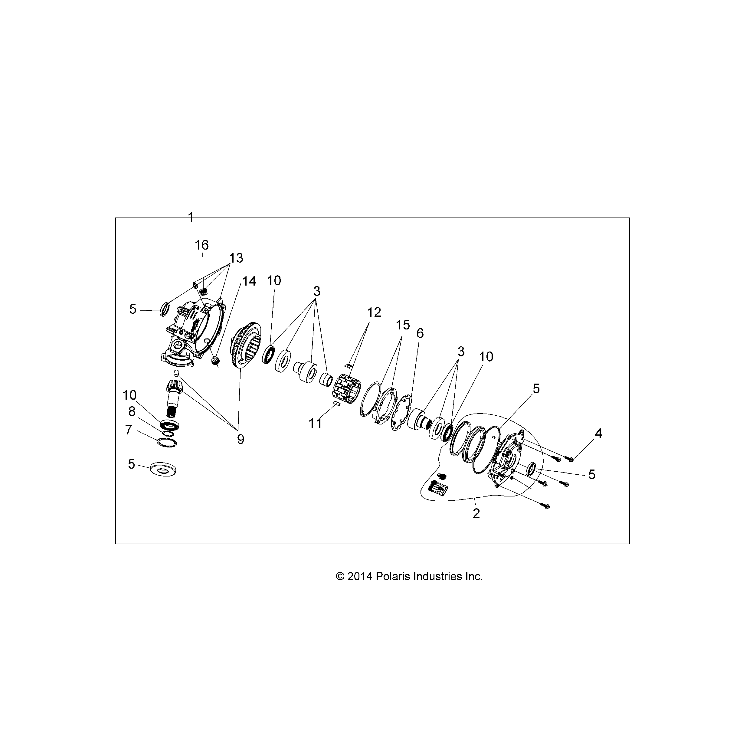 An Image of a Genuine Polaris Parts Schematic Diagram showing the schematic - DRIVE TRAIN: FRONT GEARCASE - 2021 POLARIS SPORTSMAN 570