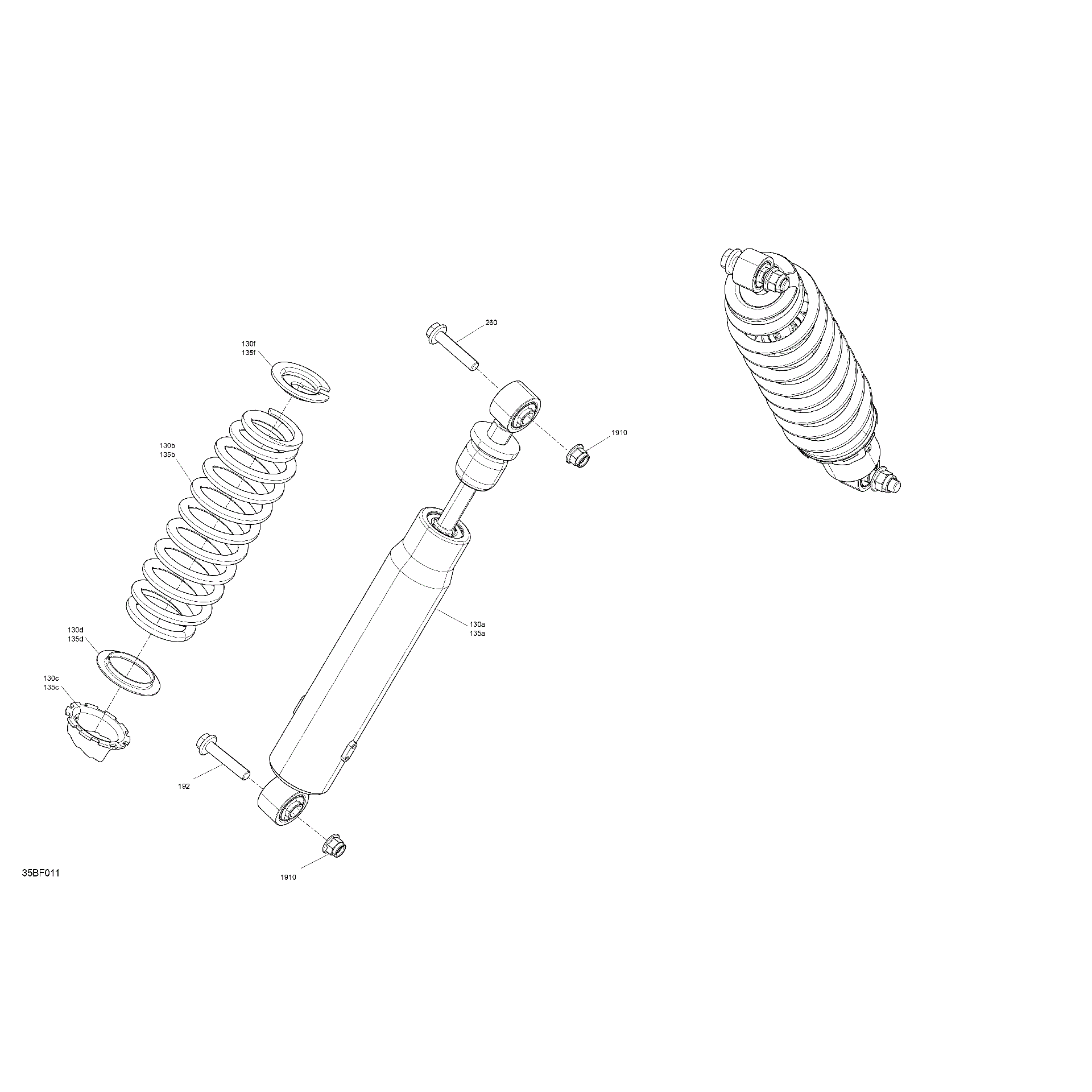 An Image of a Genuine Can-Am Parts Schematic Diagram showing the schematic - SUSPENSION - FRONT SHOCKS