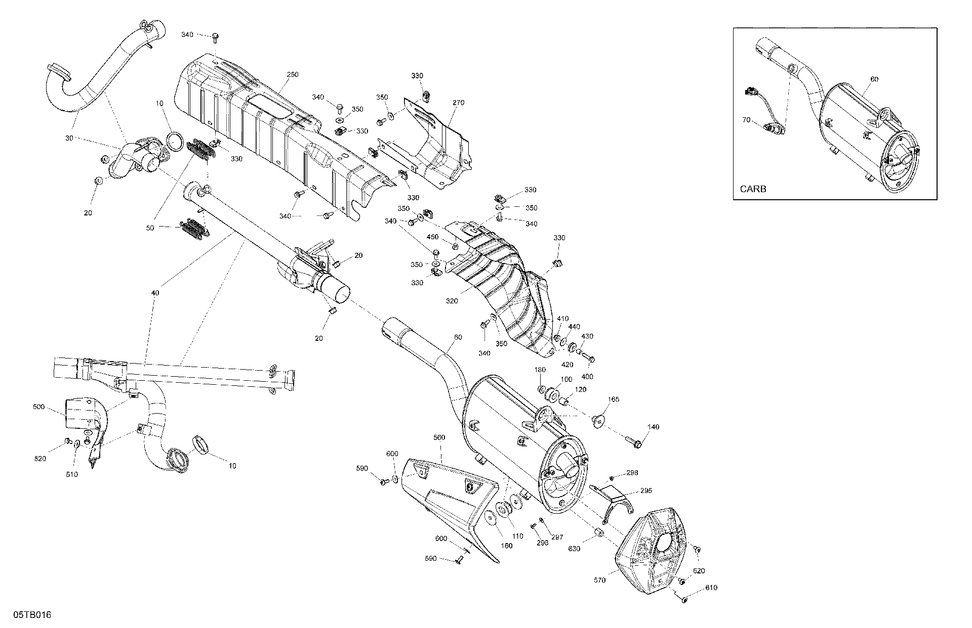 An Image of a Genuine Can-Am Parts Schematic Diagram showing the schematic - ENGINE - EXHAUST