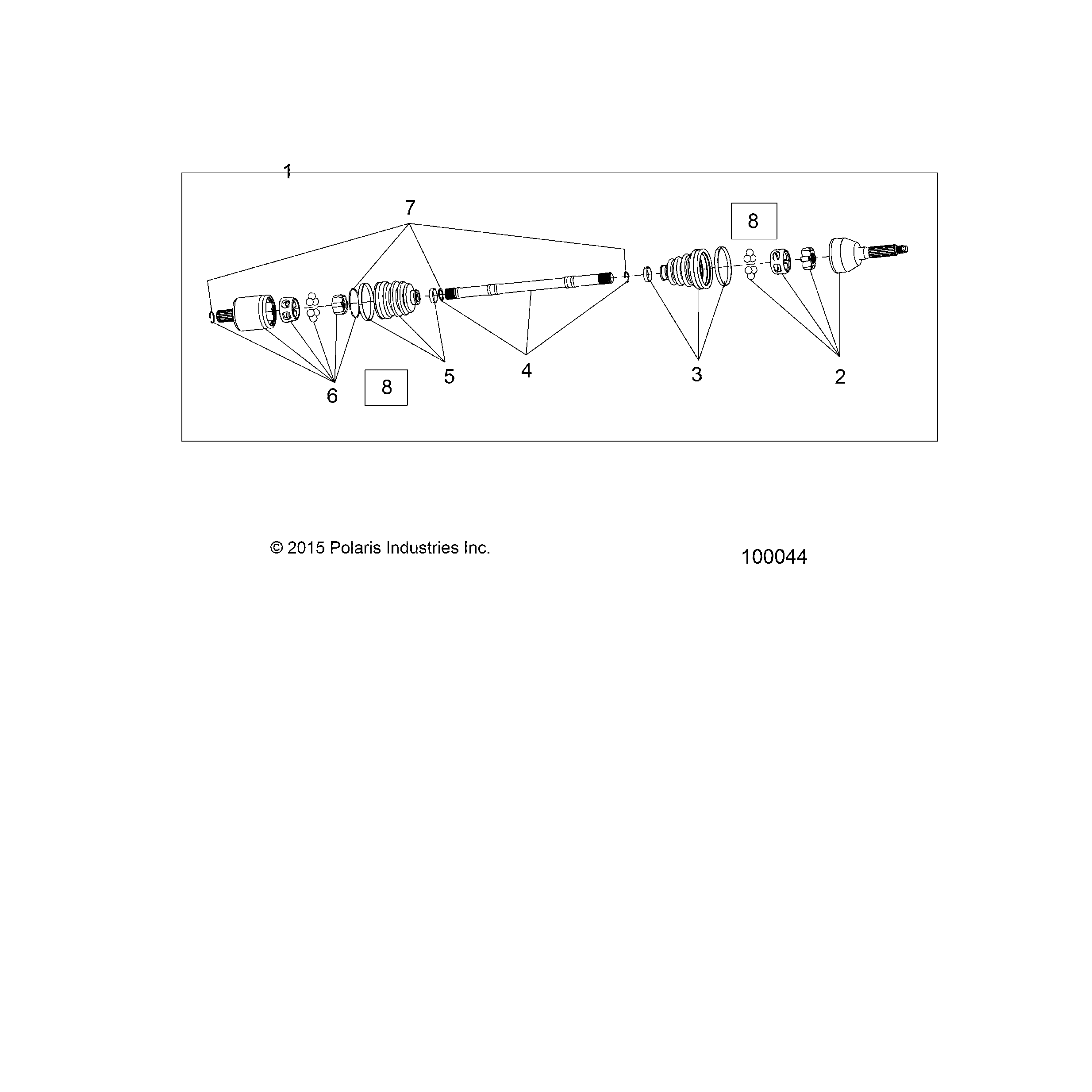 An Image of a Genuine Polaris Parts Schematic Diagram showing the schematic - DRIVE TRAIN: FRONT HALF SHAFT - 2018 POLARIS ACE 500 SOHC