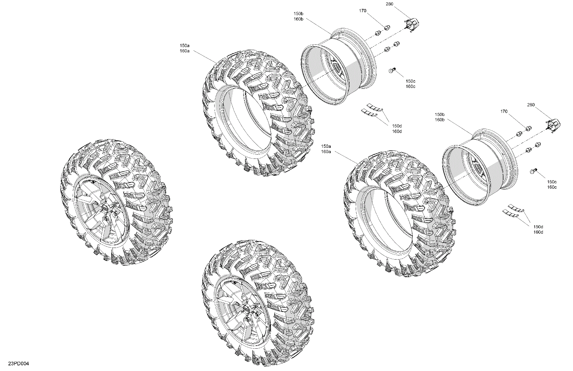 An Image of a Genuine Can-Am Parts Schematic Diagram showing the schematic - DRIVE - REAR WHEELS