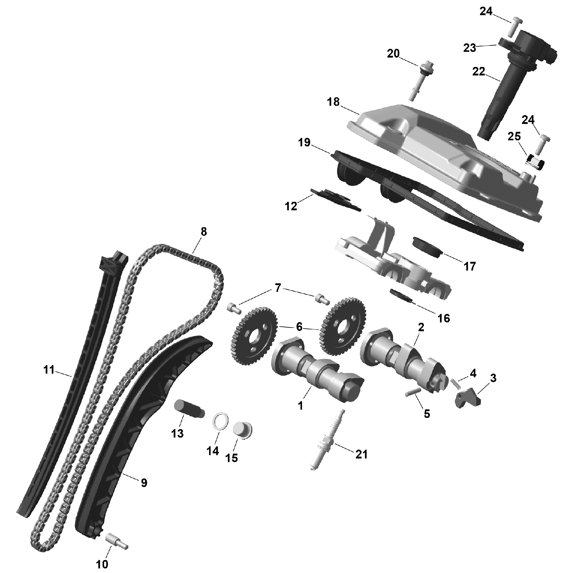 An Image of a Genuine Can-Am Parts Schematic Diagram showing the schematic - ROTAX - VALVE TRAIN