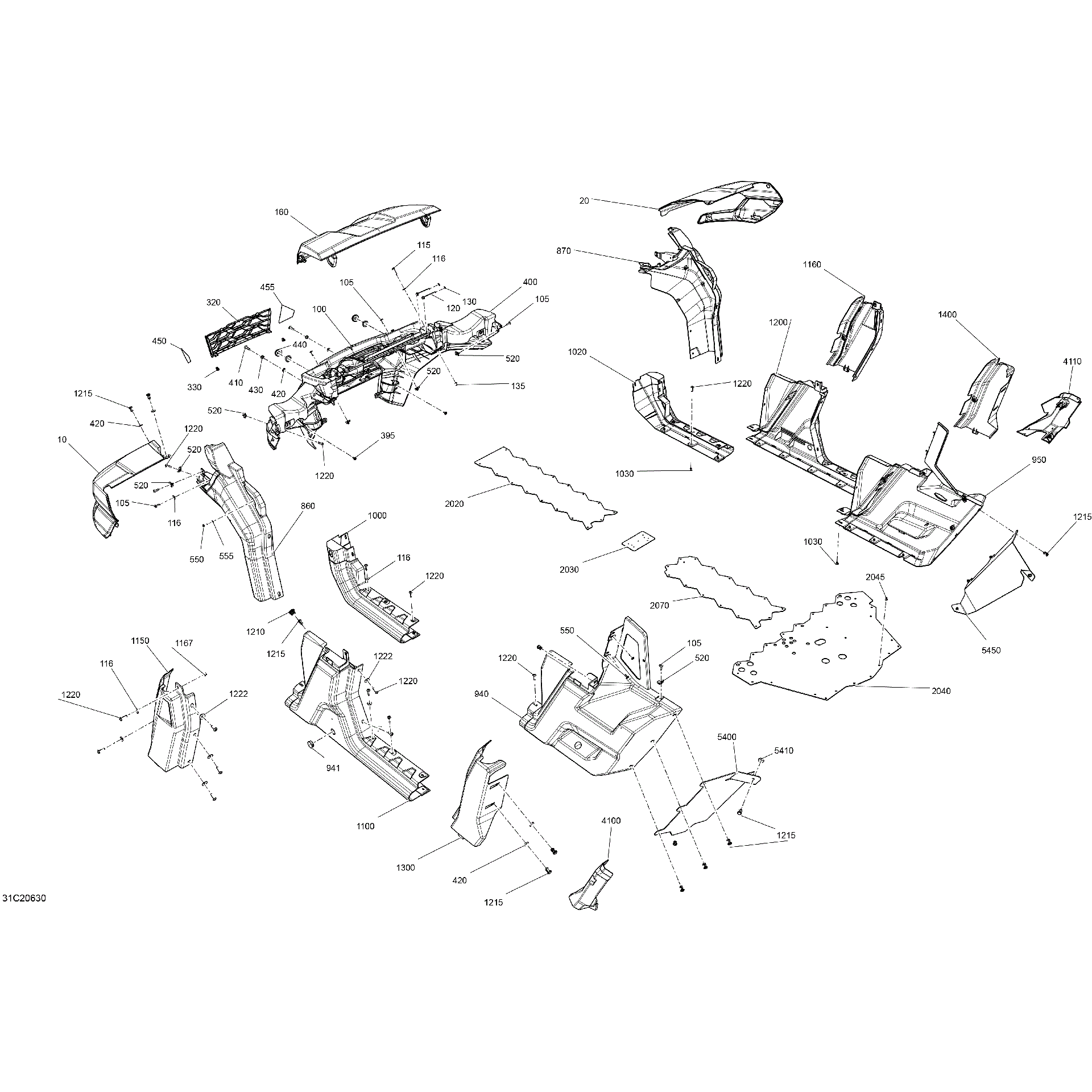 An Image of a Genuine Can-Am Parts Schematic Diagram showing the schematic - BODY - CAMO - X MR