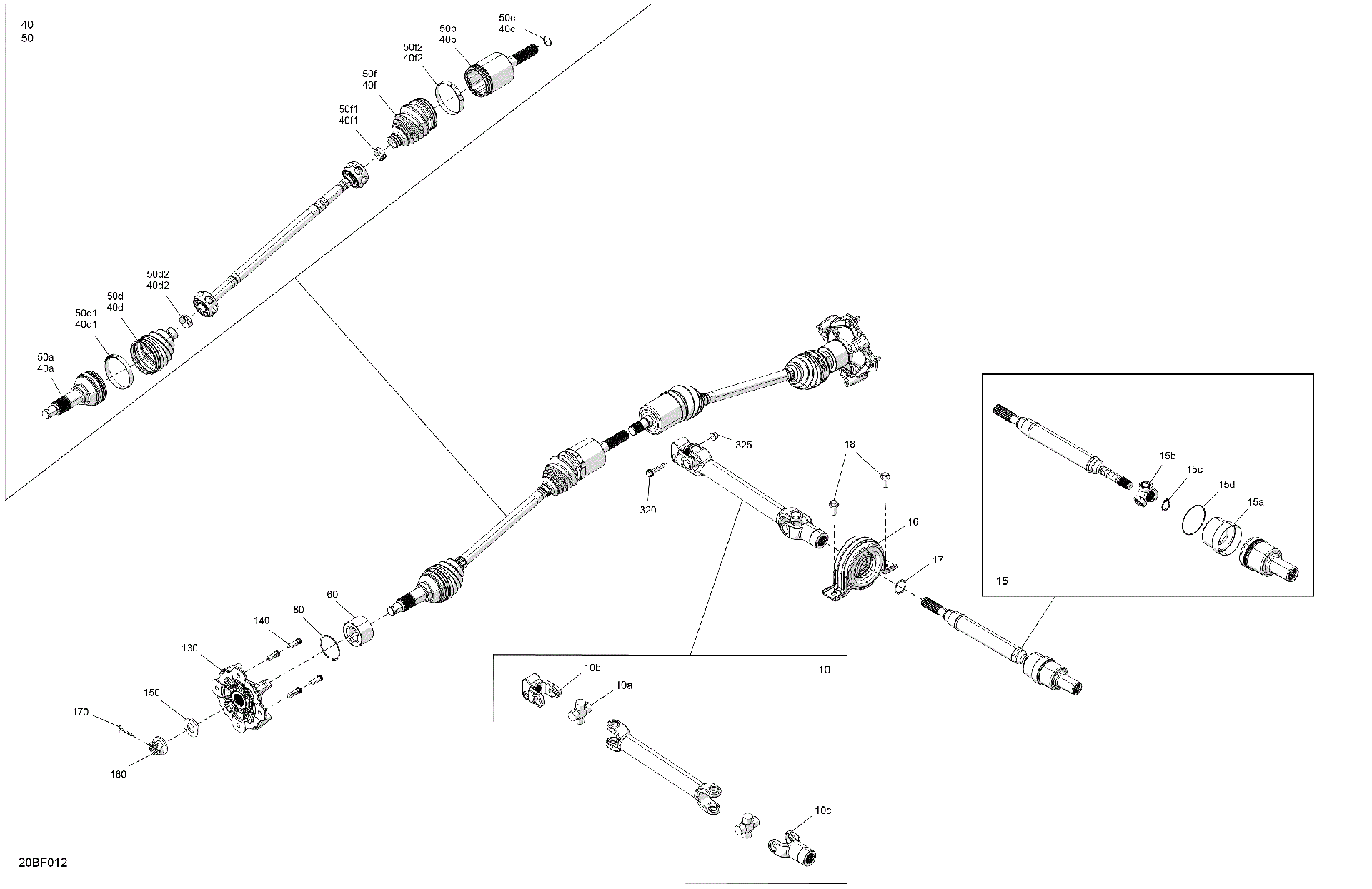 An Image of a Genuine Can-Am Parts Schematic Diagram showing the schematic - DRIVE - FRONT - COMMON PARTS