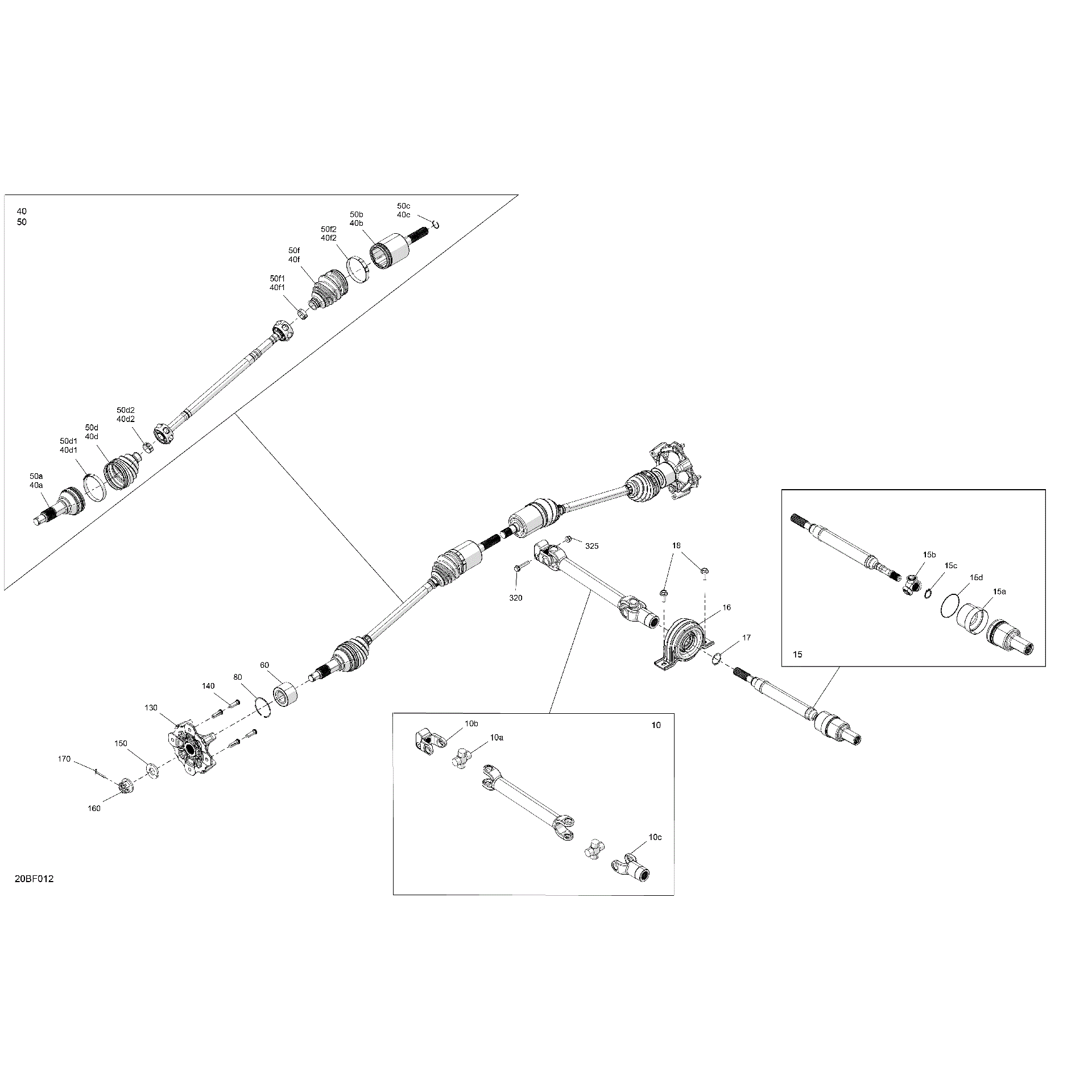 An Image of a Genuine Can-Am Parts Schematic Diagram showing the schematic - DRIVE - FRONT - COMMON PARTS