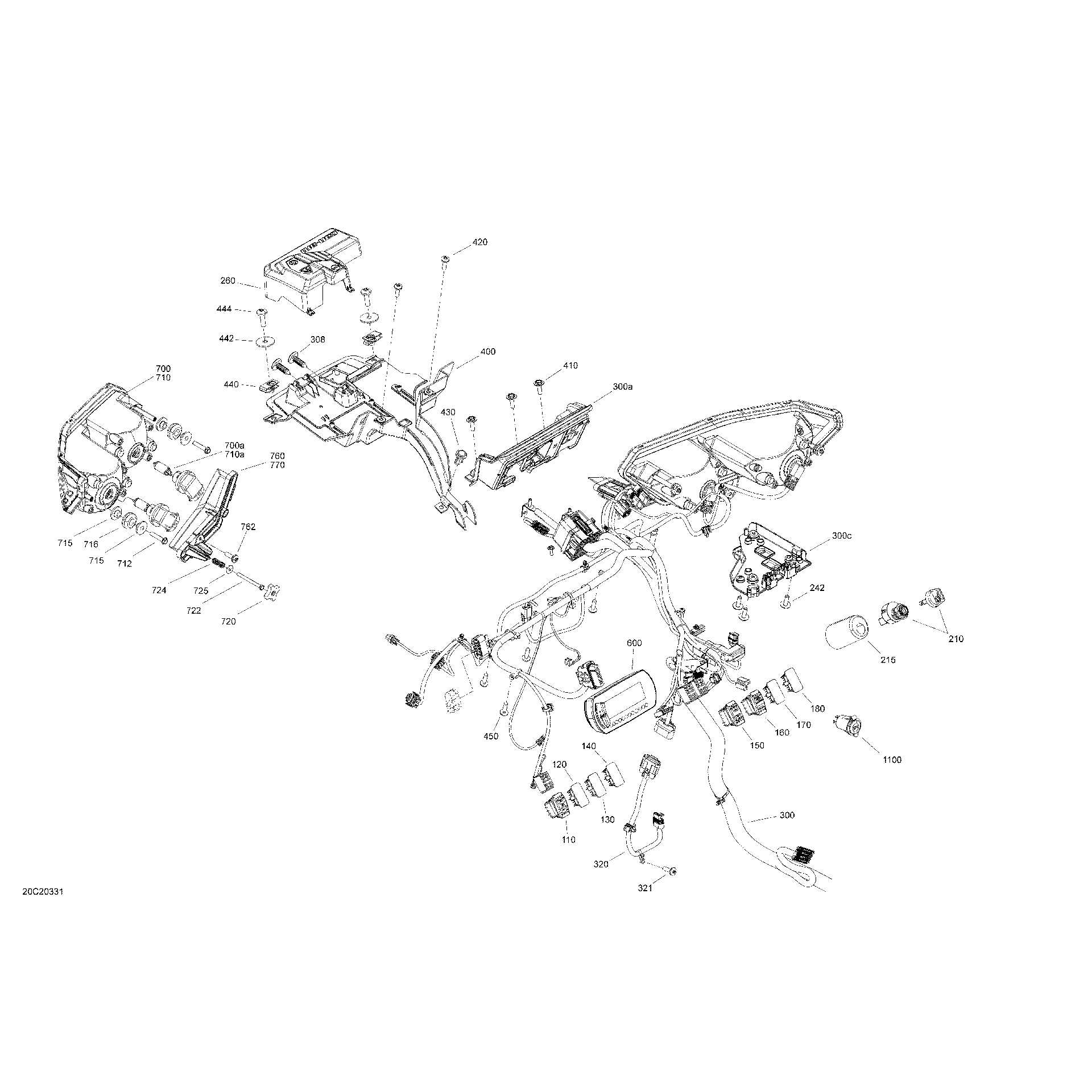 An Image of a Genuine Can-Am Parts Schematic Diagram showing the schematic - ELECTRIC - SYSTEM - FRONT SECTION DPS