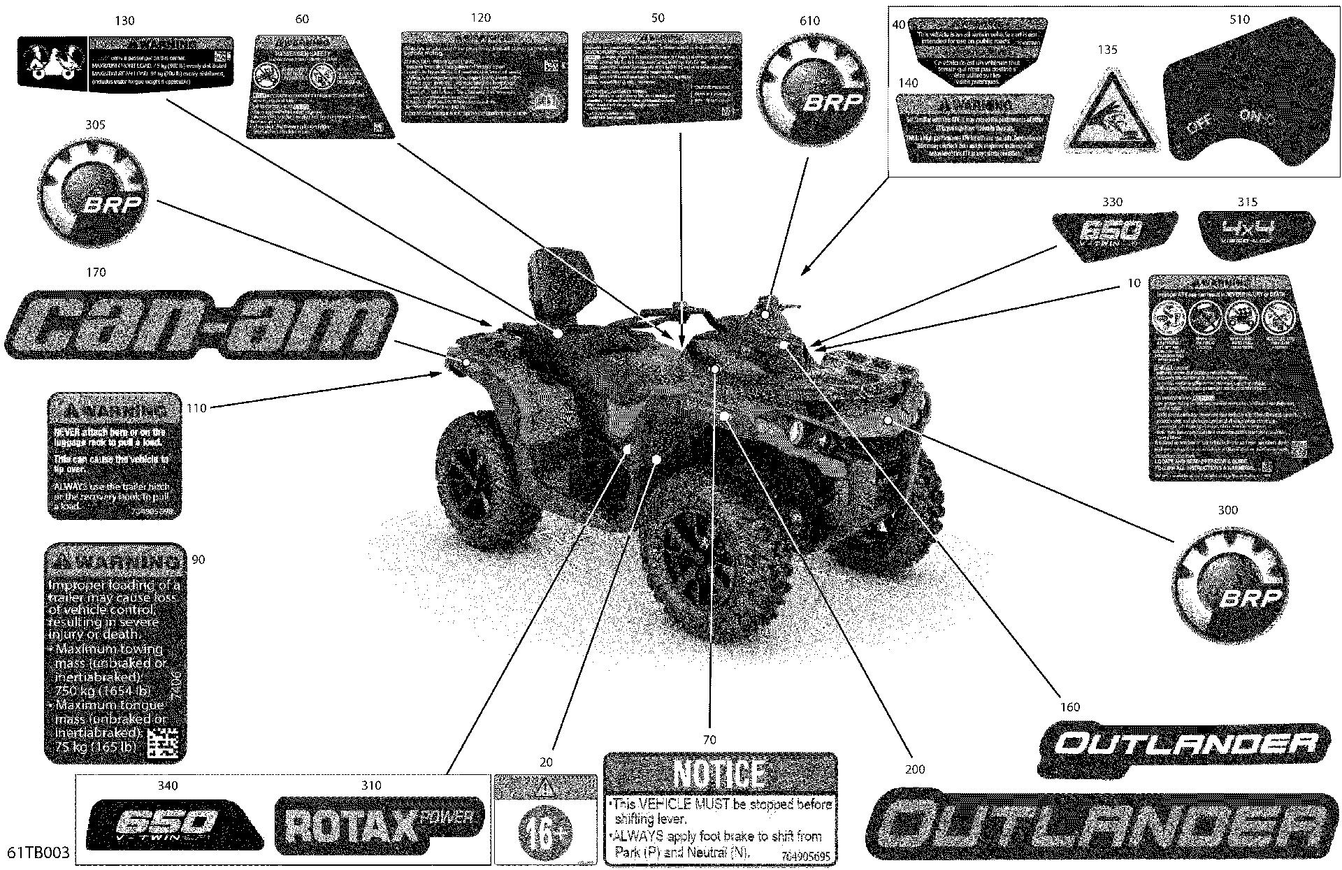An Image of a Genuine Can-Am Parts Schematic Diagram showing the schematic - BODY - DECALS