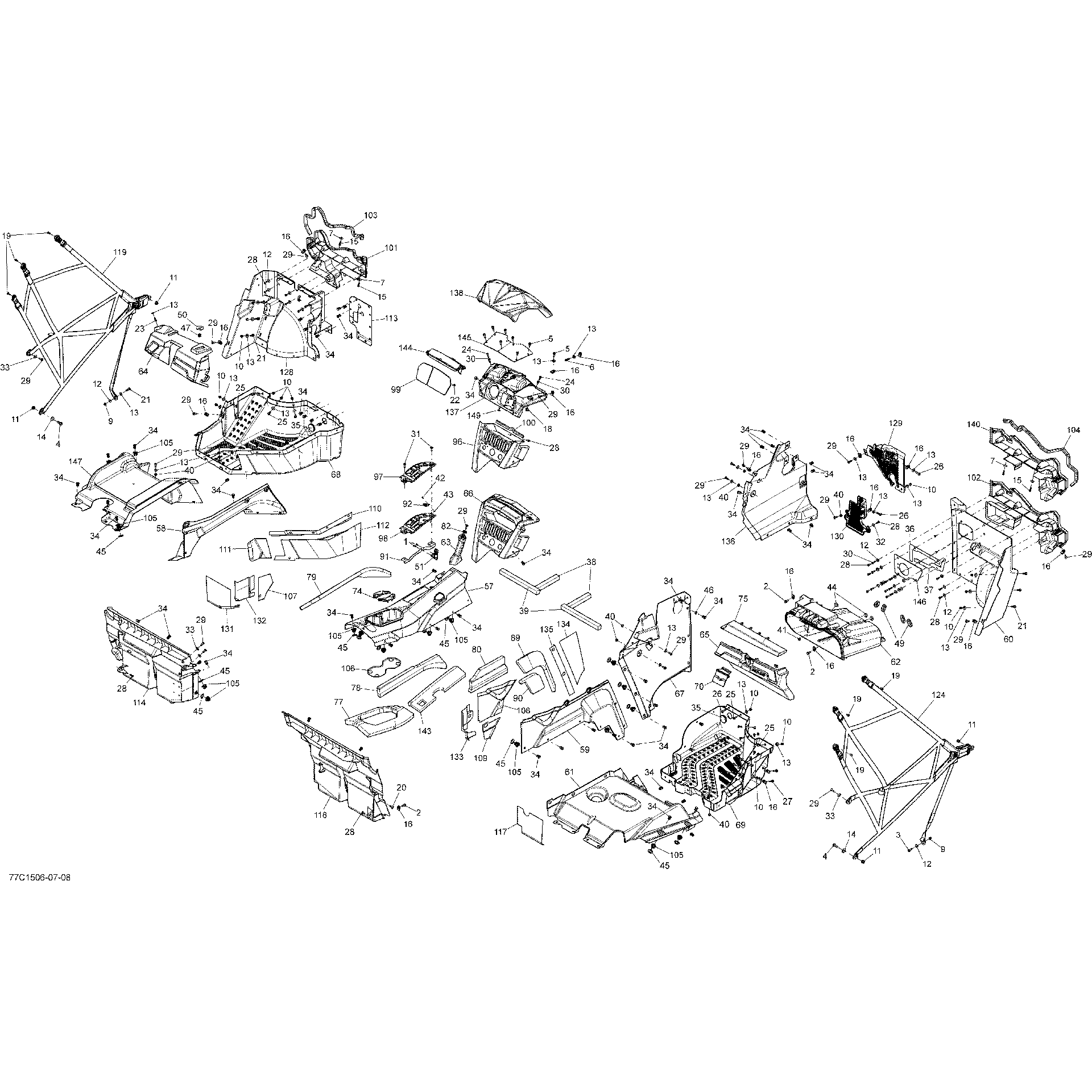 An Image of a Genuine Can-Am Parts Schematic Diagram showing the schematic - CAB INTERIOR _77C1506