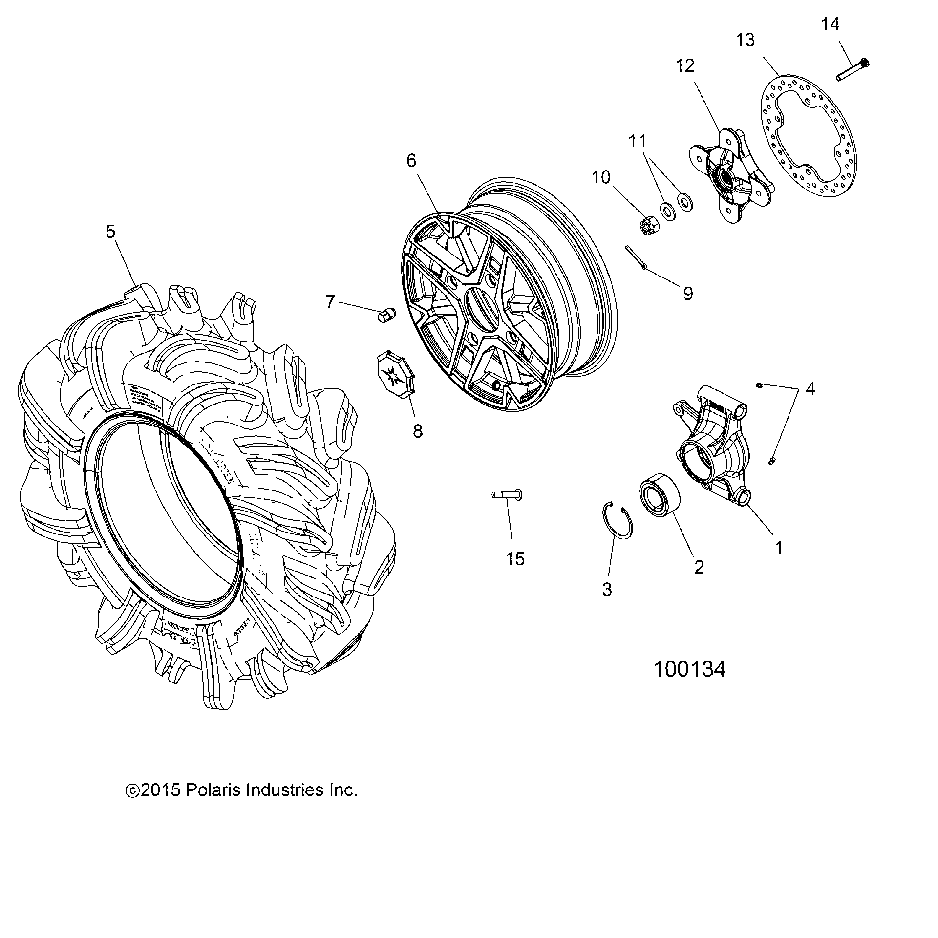An Image of a Genuine Polaris Parts Schematic Diagram showing the schematic - WHEELS: REAR and HUB - 2019 POLARIS SPORTSMAN XP 1000 HIGH LIFTER