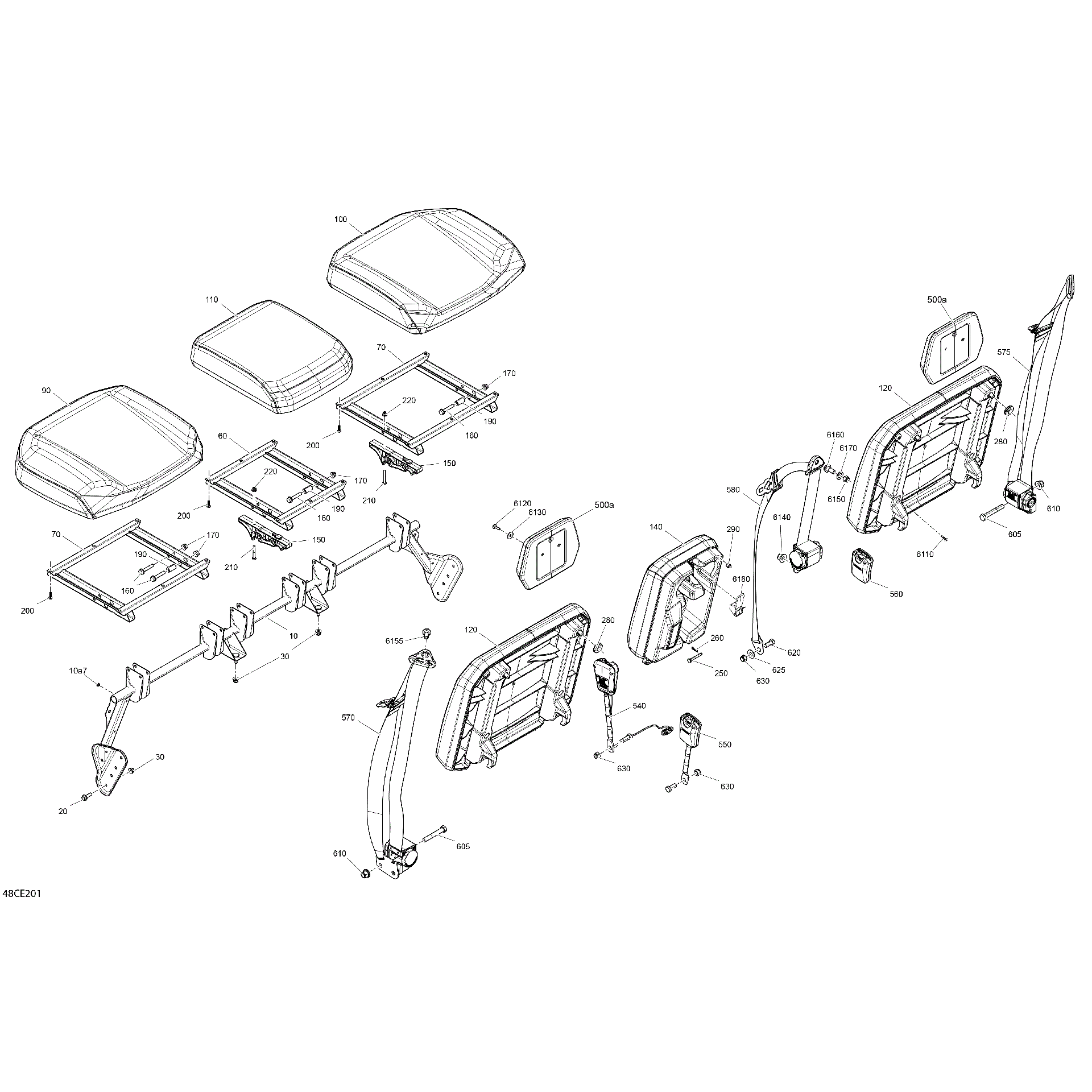 An Image of a Genuine Can-Am Parts Schematic Diagram showing the schematic - BODY - SEAT