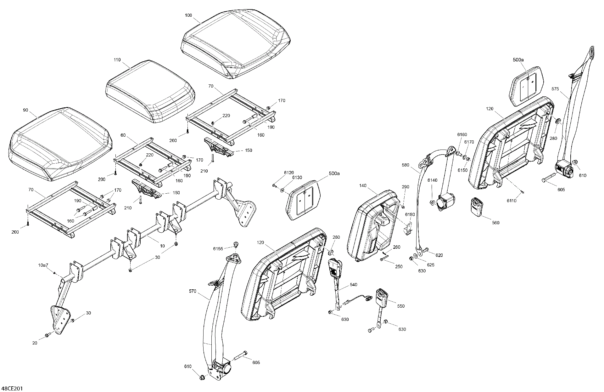 An Image of a Genuine Can-Am Parts Schematic Diagram showing the schematic - BODY - SEAT