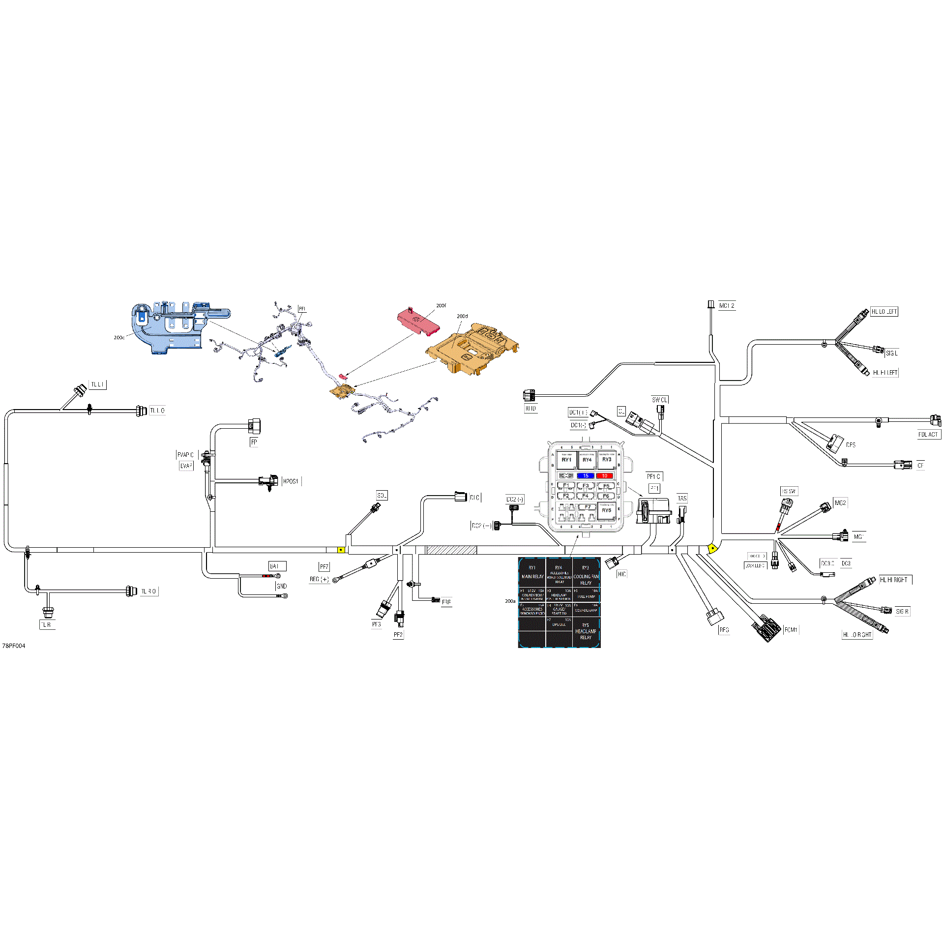 An Image of a Genuine Can-Am Parts Schematic Diagram showing the schematic - ELECTRIC - MAIN HARNESS - 710011232