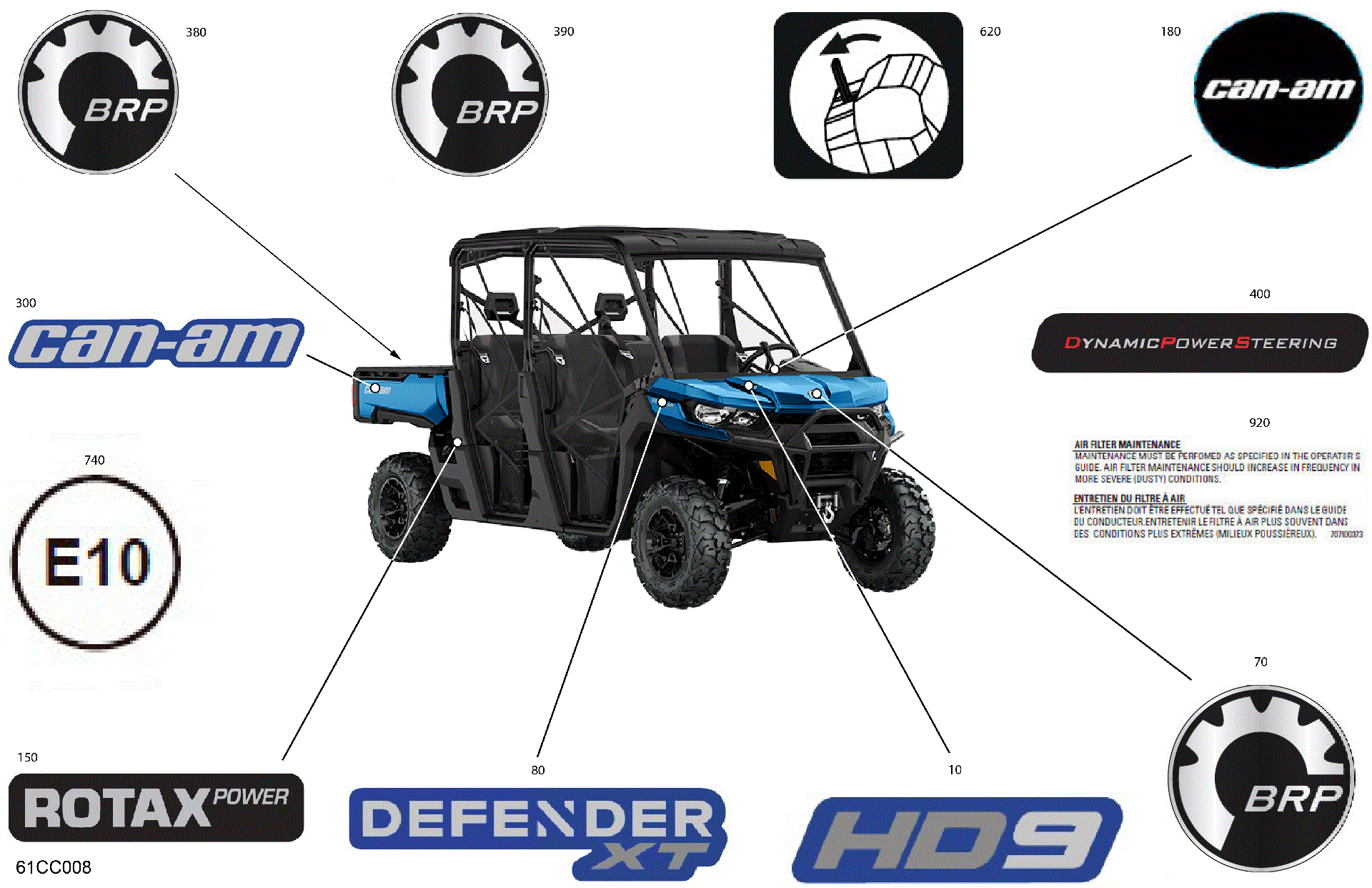 An Image of a Genuine Can-Am Parts Schematic Diagram showing the schematic - BODY - DECALS