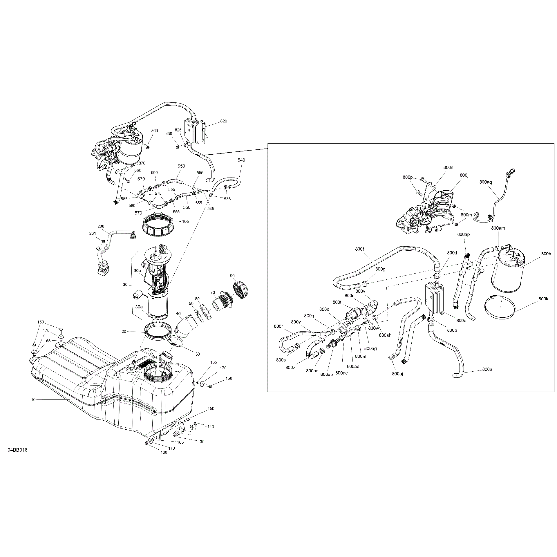 An Image of a Genuine Can-Am Parts Schematic Diagram showing the schematic - ENGINE - FUEL - EVAP