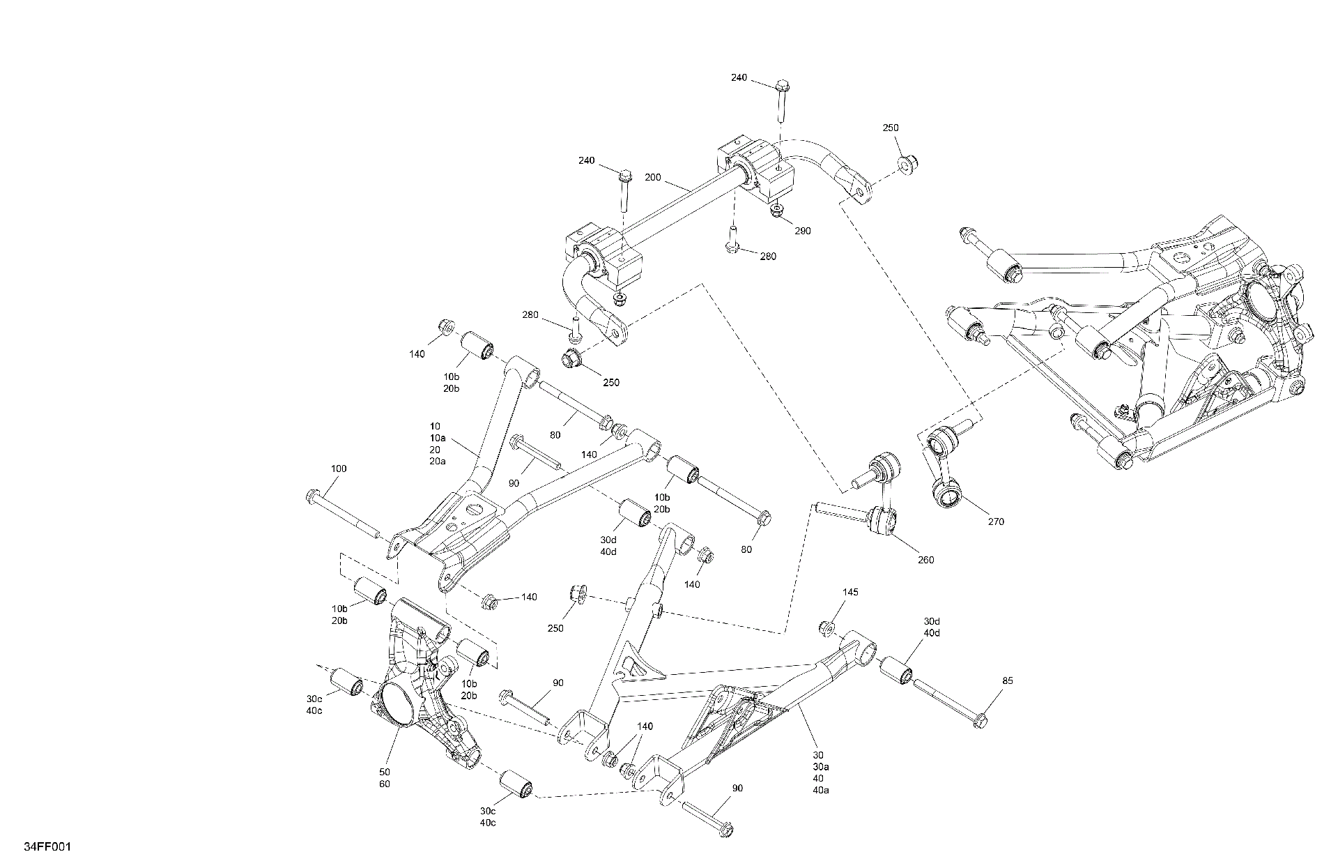 An Image of a Genuine Can-Am Parts Schematic Diagram showing the schematic - SUSPENSION - REAR COMPONENTS