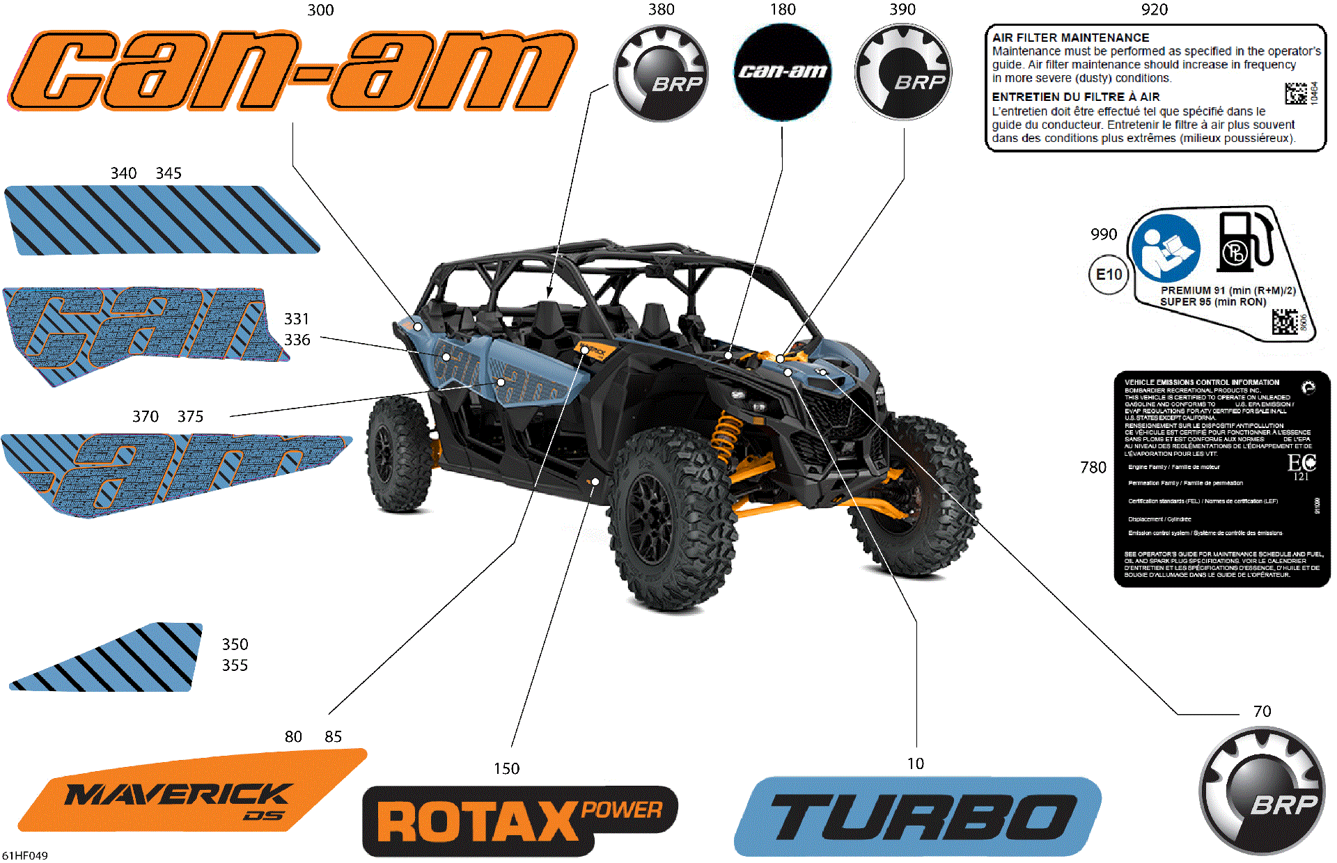 An Image of a Genuine Can-Am Parts Schematic Diagram showing the schematic - BODY - DECALS