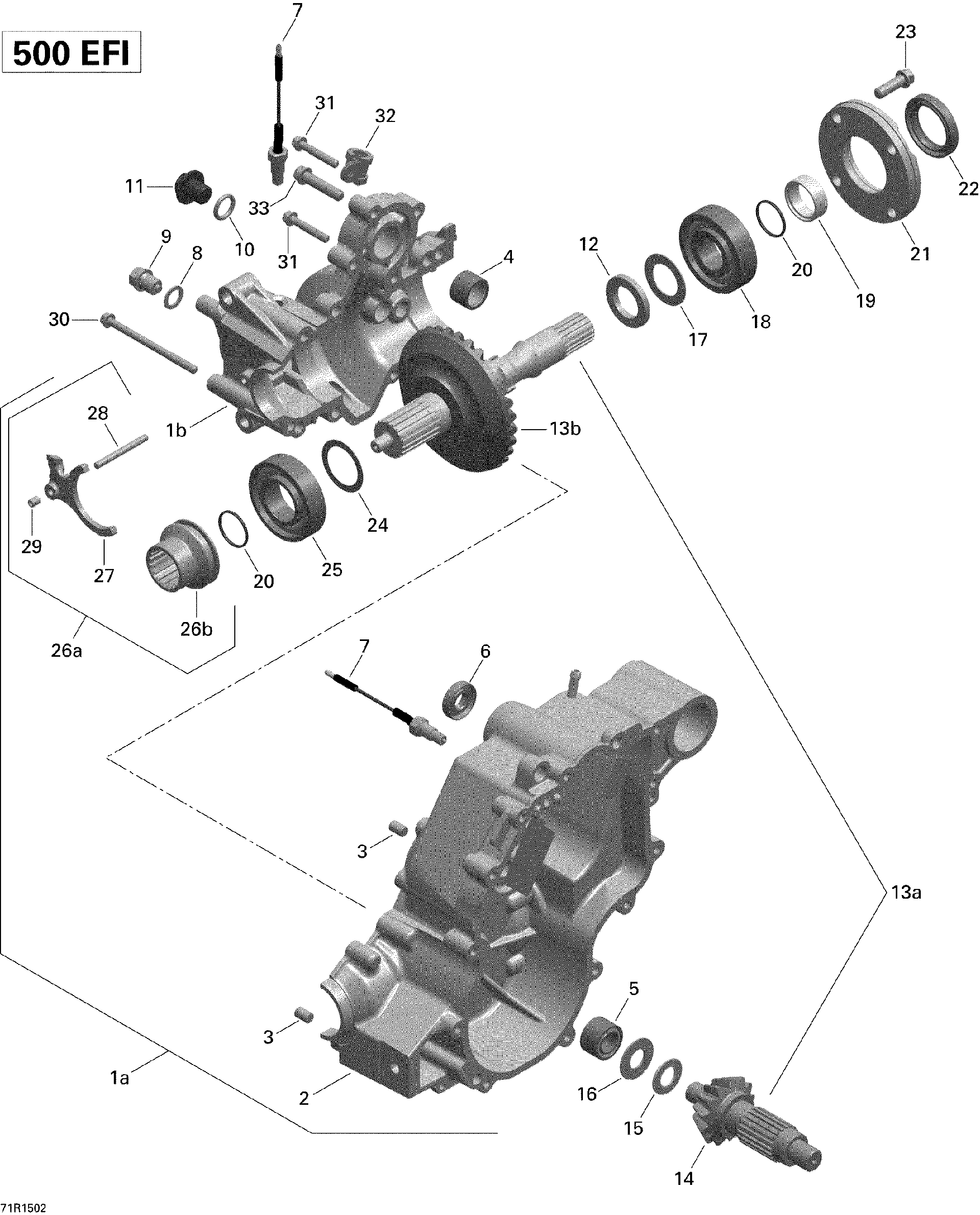 An Image of a Genuine Can-Am Parts Schematic Diagram showing the schematic - GEAR BOX OUTPUT SHAFT _71R1502