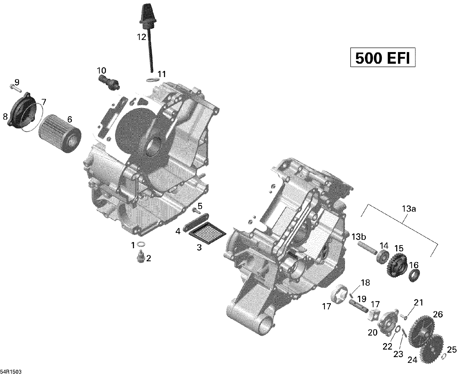 An Image of a Genuine Can-Am Parts Schematic Diagram showing the schematic - ENGINE LUBRICATION _54R1503