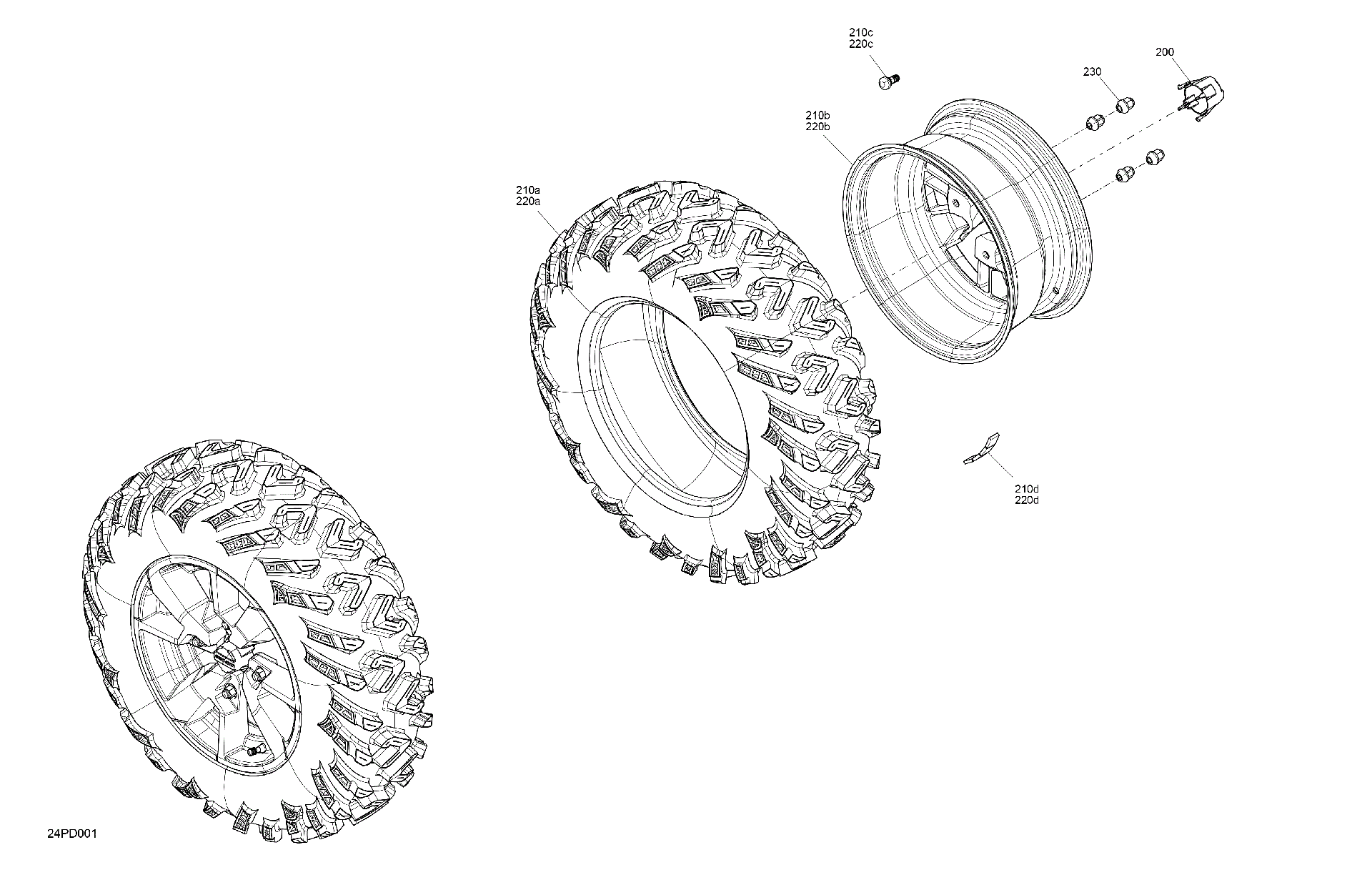 An Image of a Genuine Can-Am Parts Schematic Diagram showing the schematic - DRIVE - FRONT WHEELS