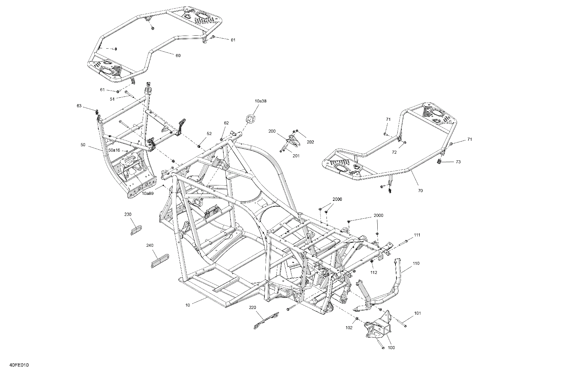 An Image of a Genuine Can-Am Parts Schematic Diagram showing the schematic - FRAME - SYSTEM