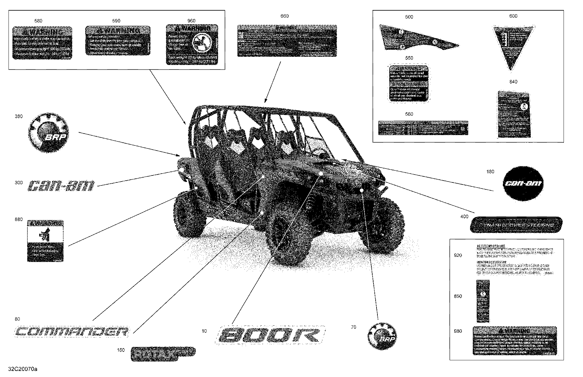 An Image of a Genuine Can-Am Parts Schematic Diagram showing the schematic - DECALS - DPS