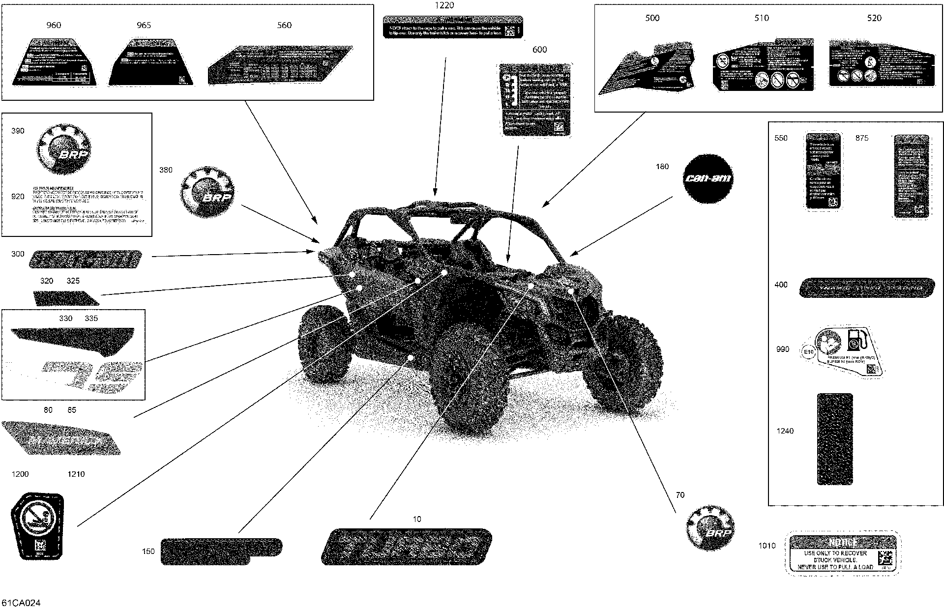An Image of a Genuine Can-Am Parts Schematic Diagram showing the schematic - BODY - DECALS