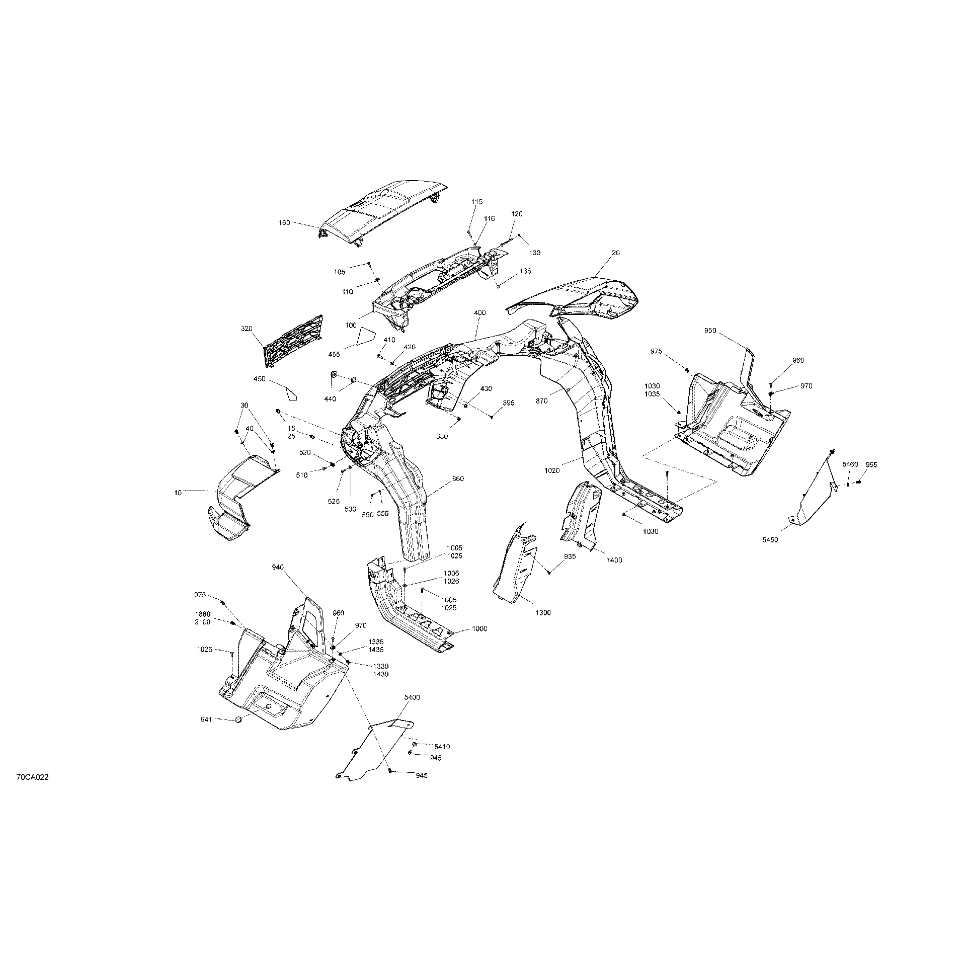 An Image of a Genuine Can-Am Parts Schematic Diagram showing the schematic - BODY - SYSTEM