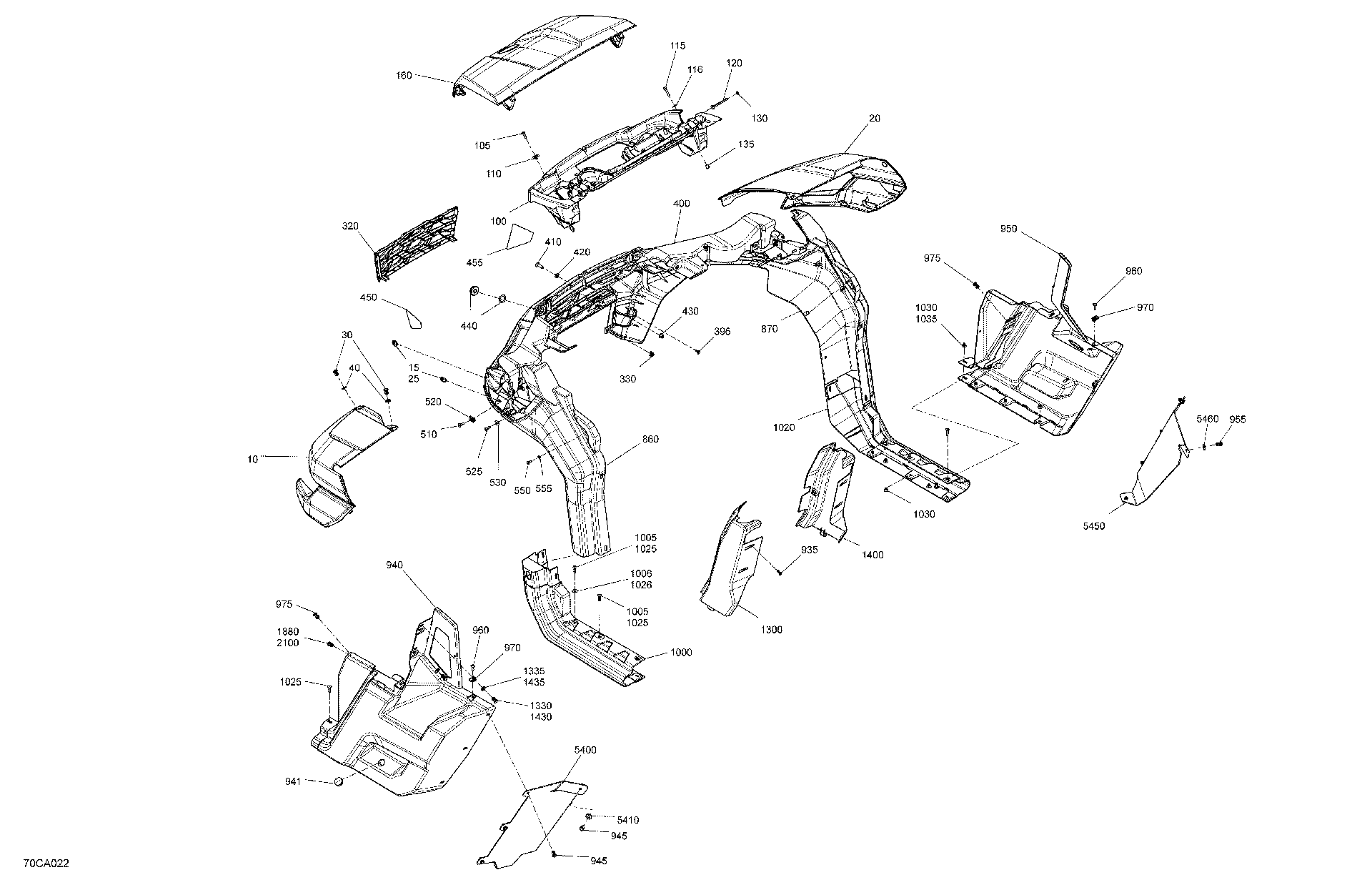 An Image of a Genuine Can-Am Parts Schematic Diagram showing the schematic - BODY - SYSTEM